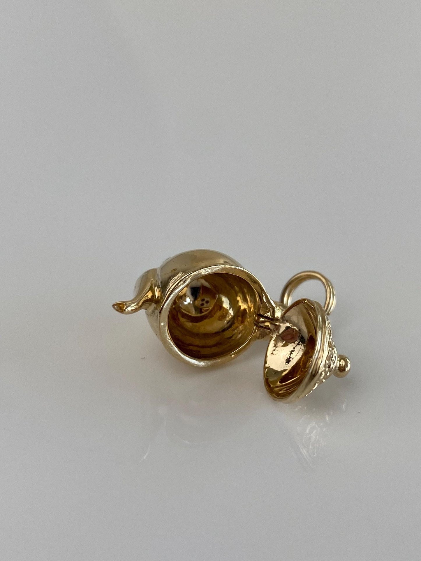 Vintage Solid 14k Yellow Gold Articulated Tea Kettle Charm