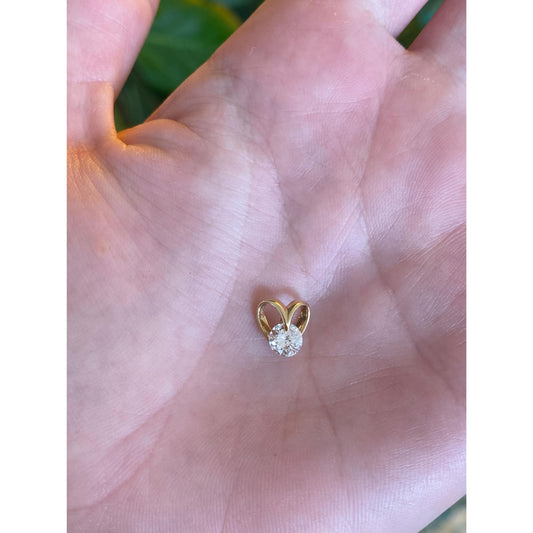 Solid 14k Yellow Gold Cubic Zirconia Heart Slide Charm
