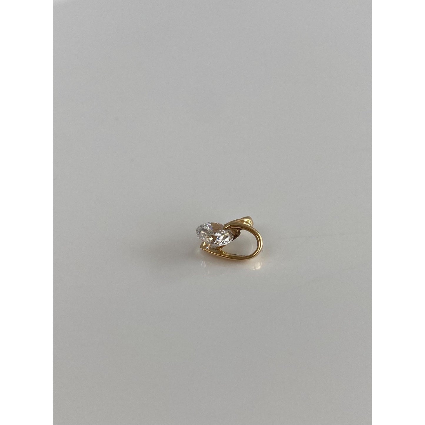 Solid 14k Yellow Gold Cubic Zirconia Heart Slide Charm