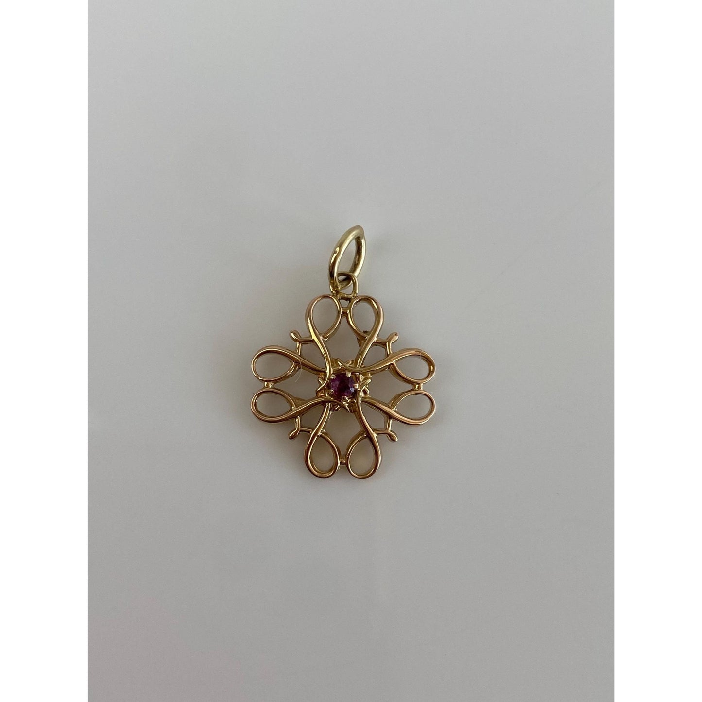Vintage Solid 14k Yellow Gold Pink Spinel Charm