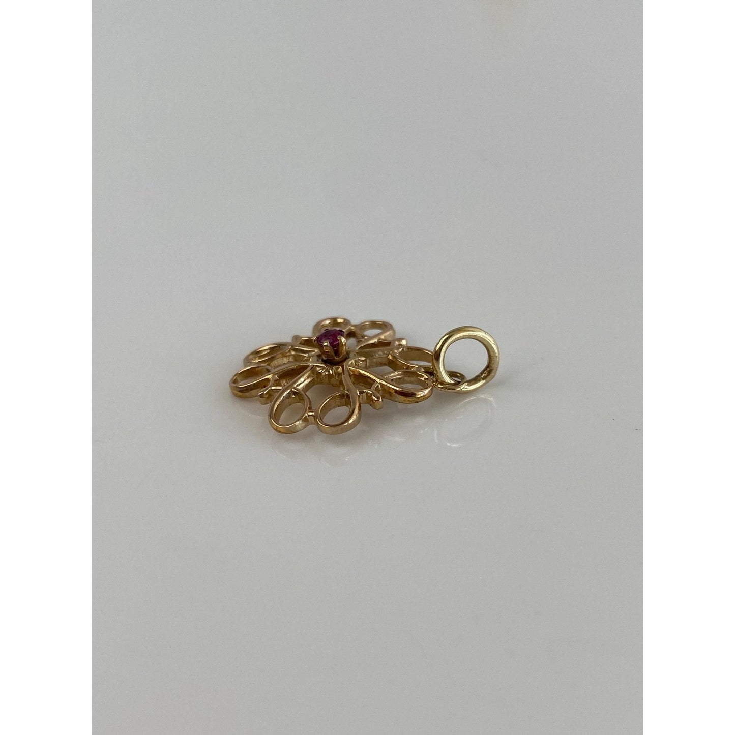 Vintage Solid 14k Yellow Gold Pink Spinel Charm