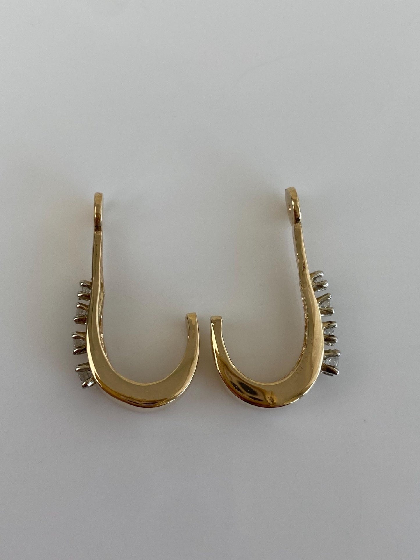 Vintage Solid 14k Yellow Gold Diamond Hoop Earring Jackets