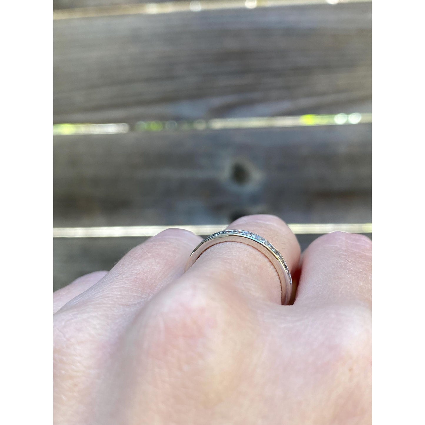 Vintage Solid 14k White Gold Diamond Ring Band - Size 6.25-6.5