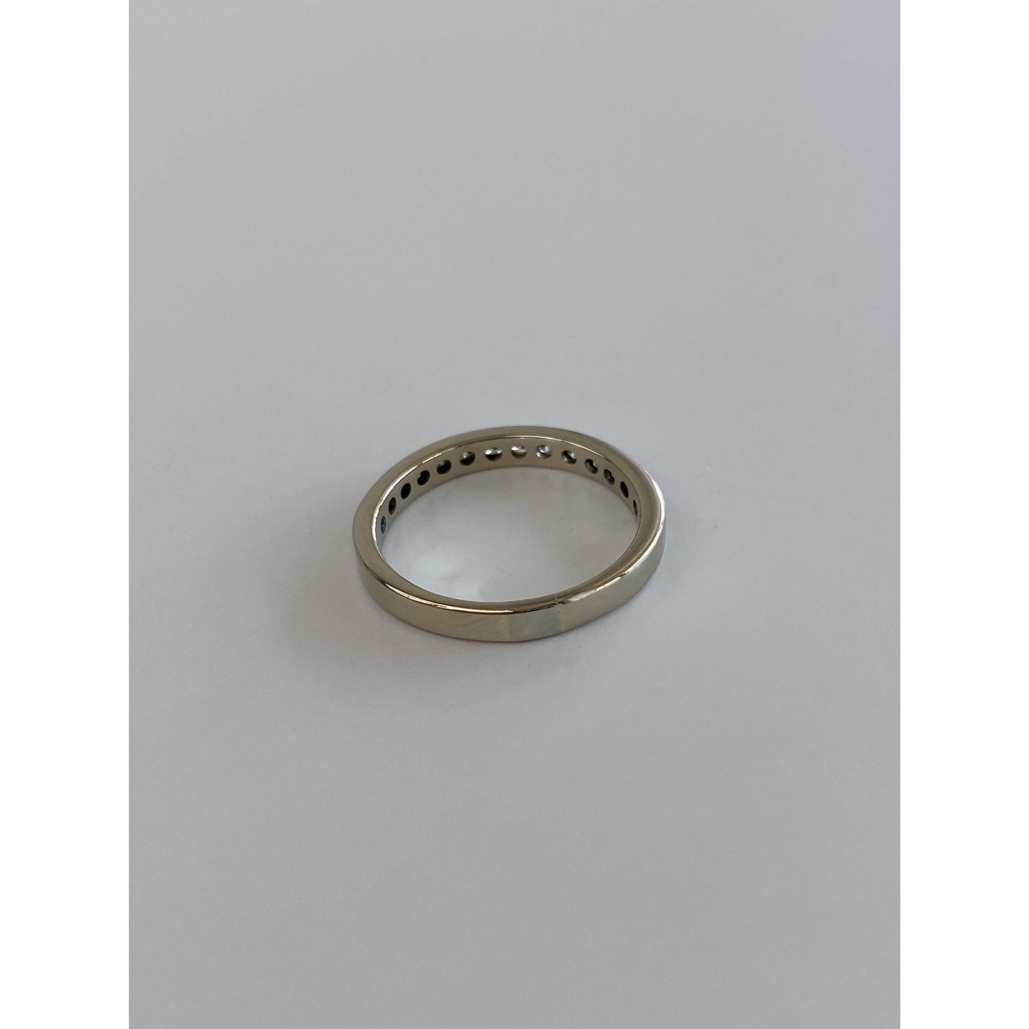 Vintage Solid 14k White Gold Diamond Ring Band - Size 6.25-6.5