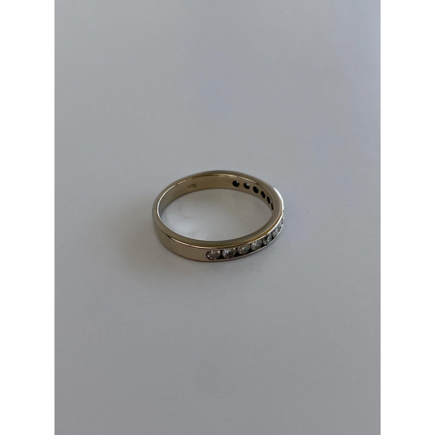 Vintage Solid 14k White Gold Diamond Ring Band - Size 6.25-6.5