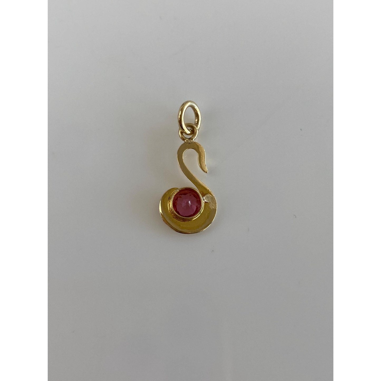 Vintage Solid 10k Yellow Gold Pink Quartz Swan Stick Pin Conversion Charm