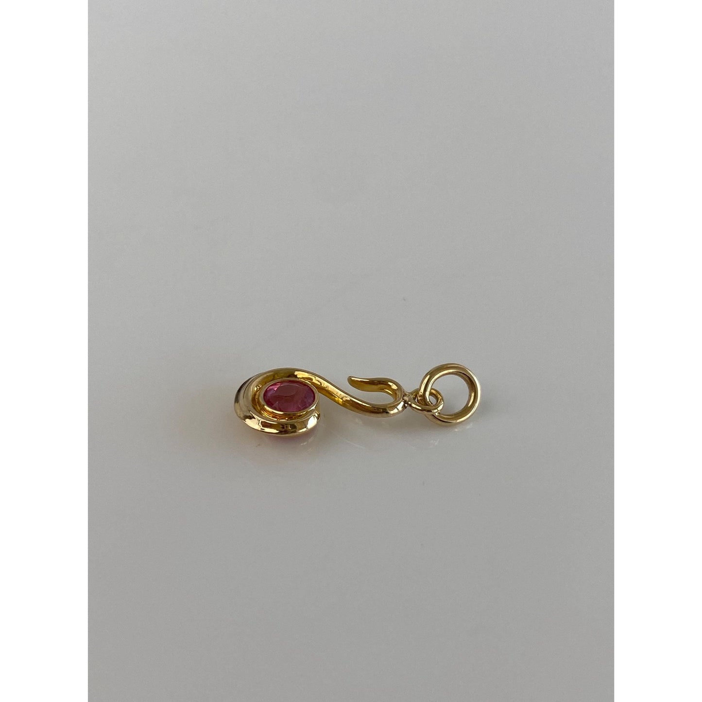 Vintage Solid 10k Yellow Gold Pink Quartz Swan Stick Pin Conversion Charm