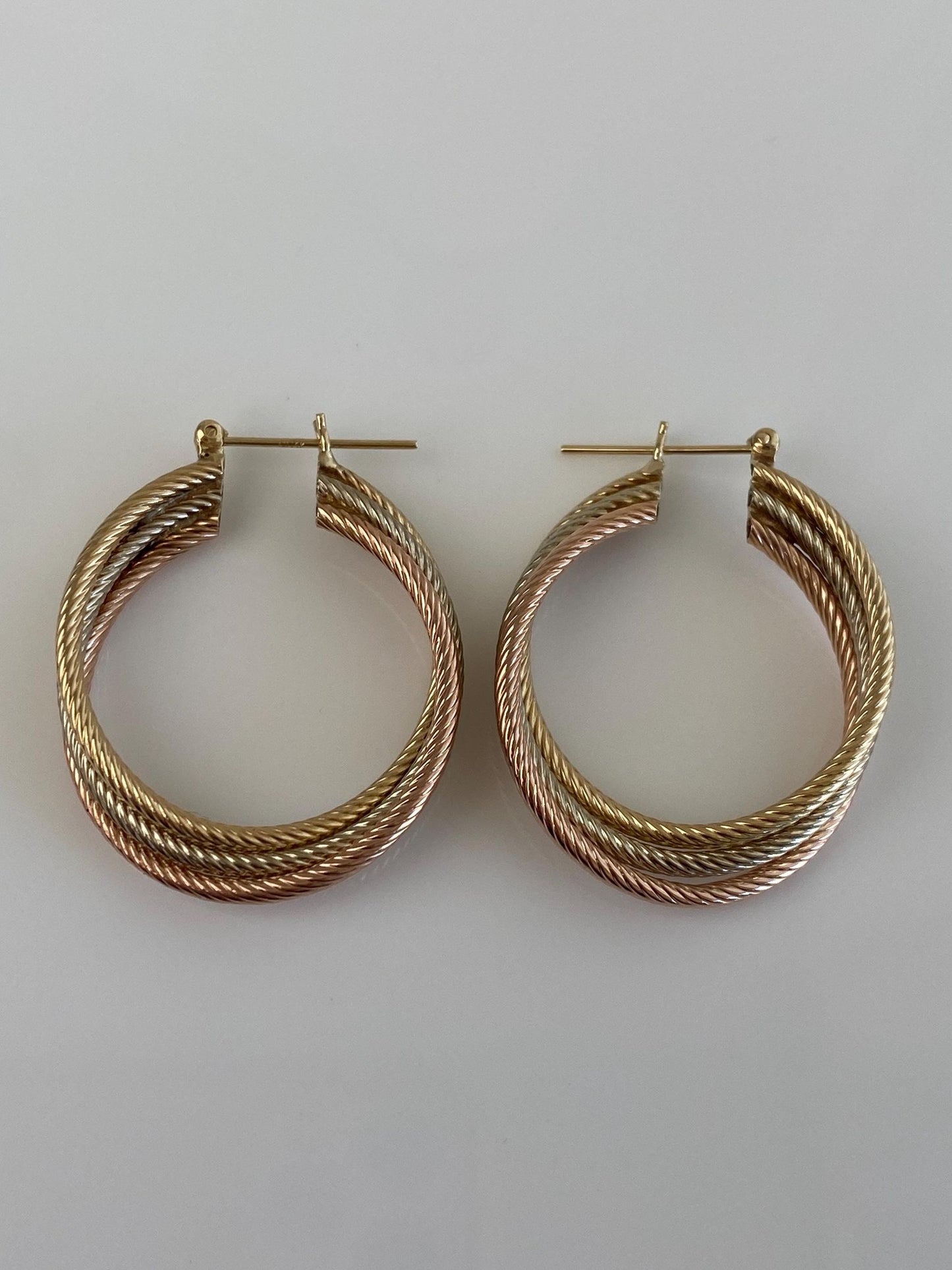 Vintage 14k Tri Tone Gold Hoop Earrings
