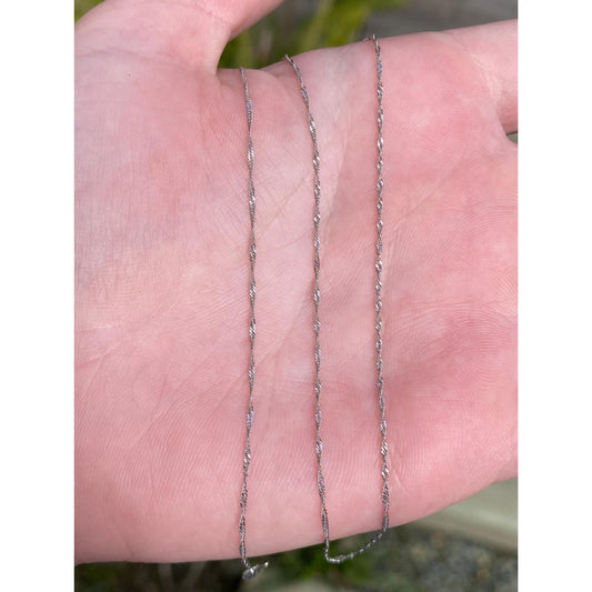 Vintage Solid 14k White Gold Twist Chain Necklace - 16 inches