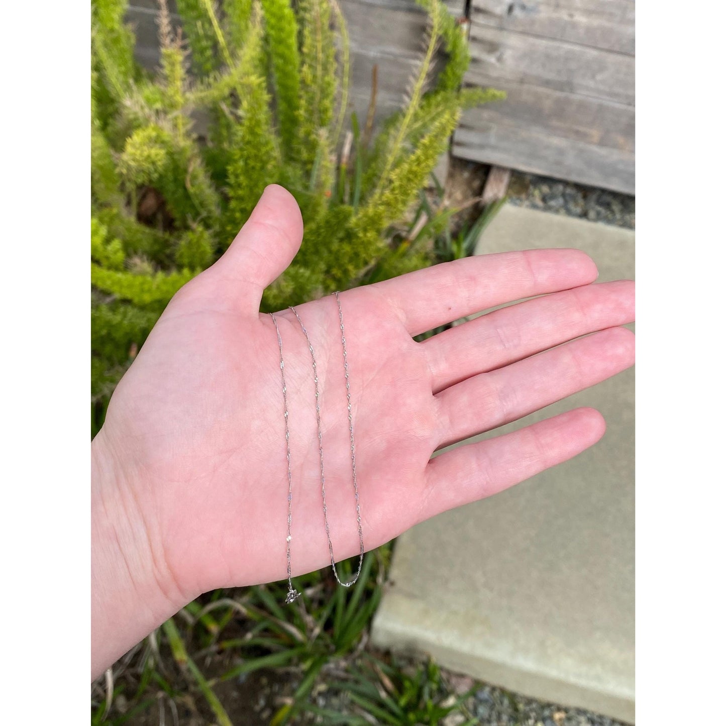 Vintage Solid 14k White Gold Twist Chain Necklace - 16 inches