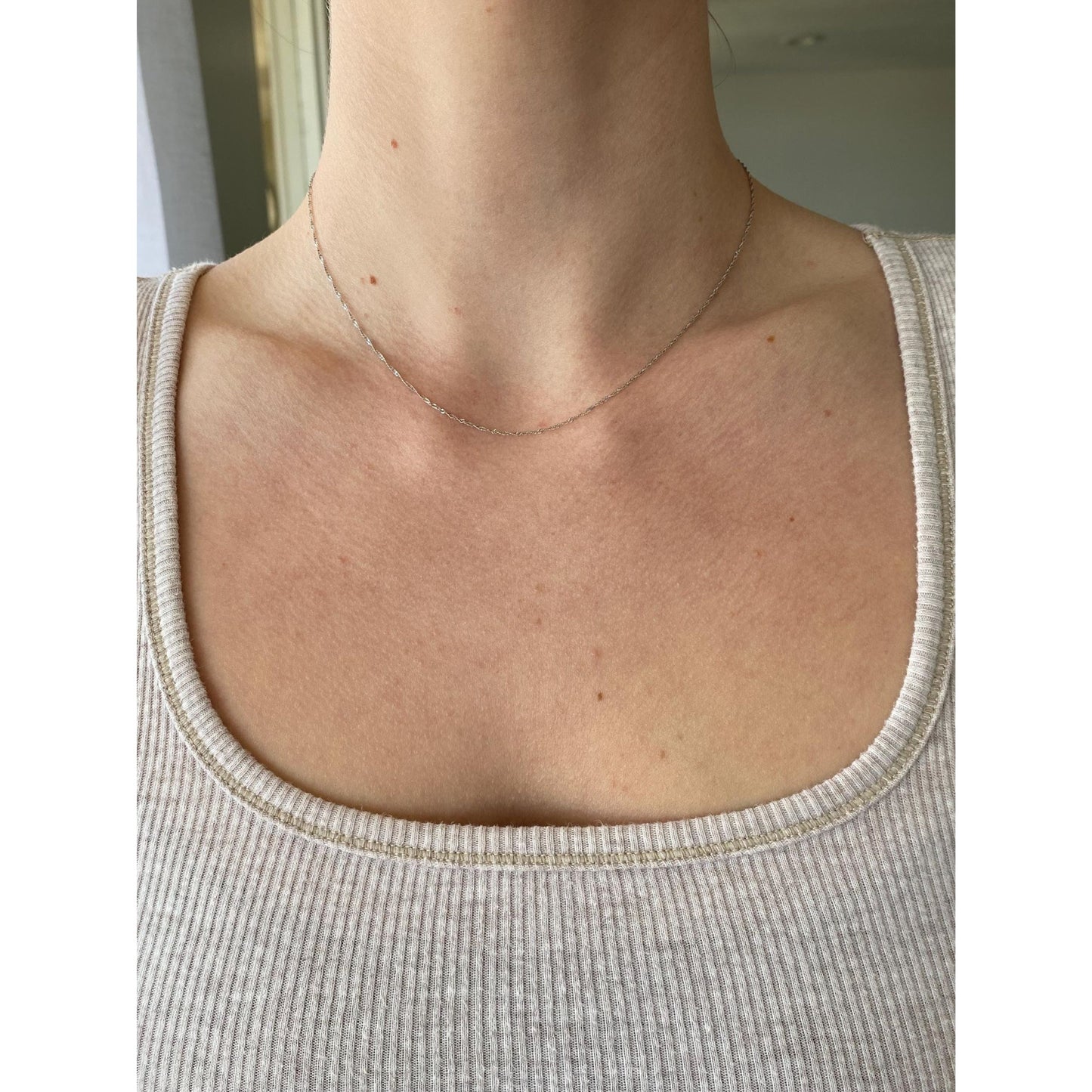 Vintage Solid 14k White Gold Twist Chain Necklace - 16 inches