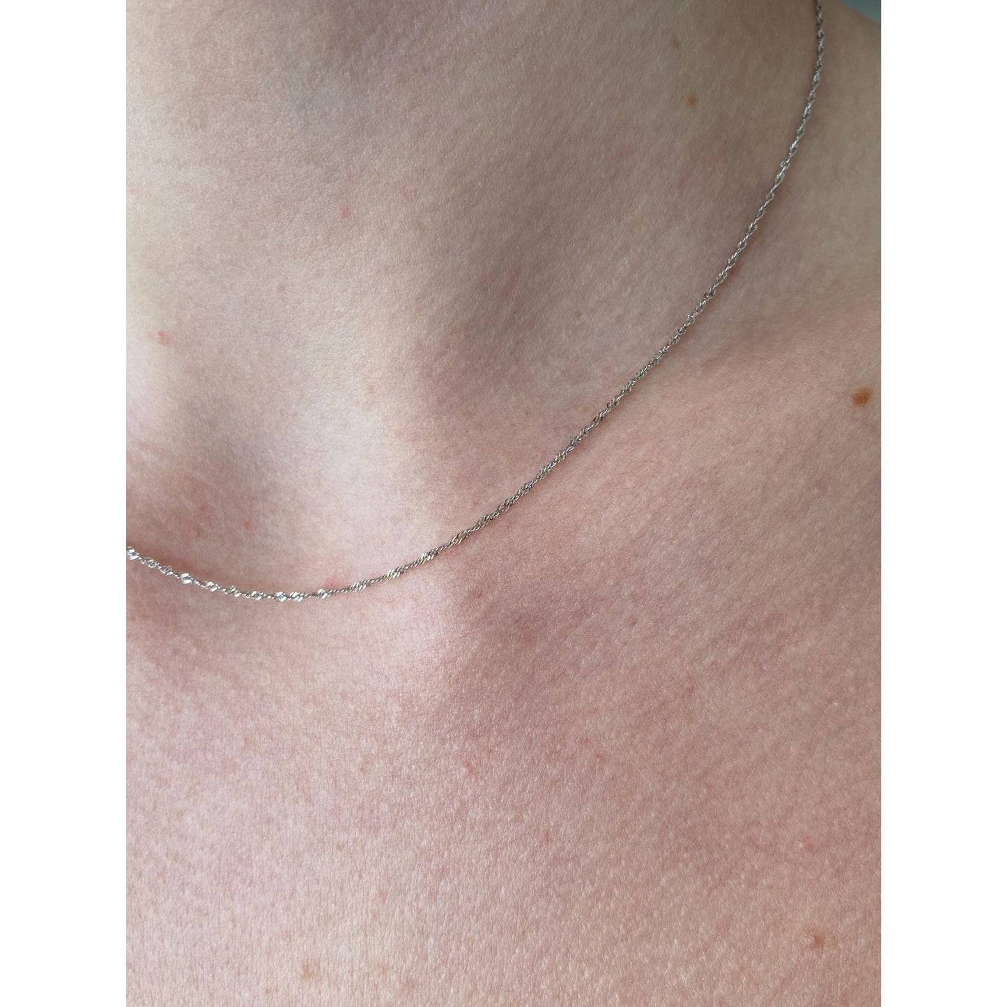Vintage Solid 14k White Gold Twist Chain Necklace - 16 inches