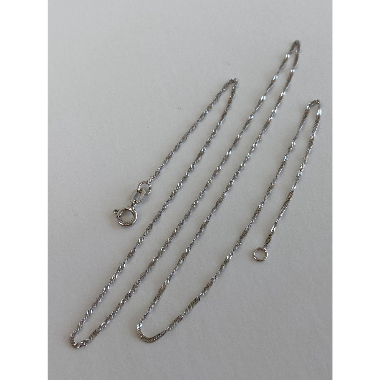 Vintage Solid 14k White Gold Twist Chain Necklace - 16 inches