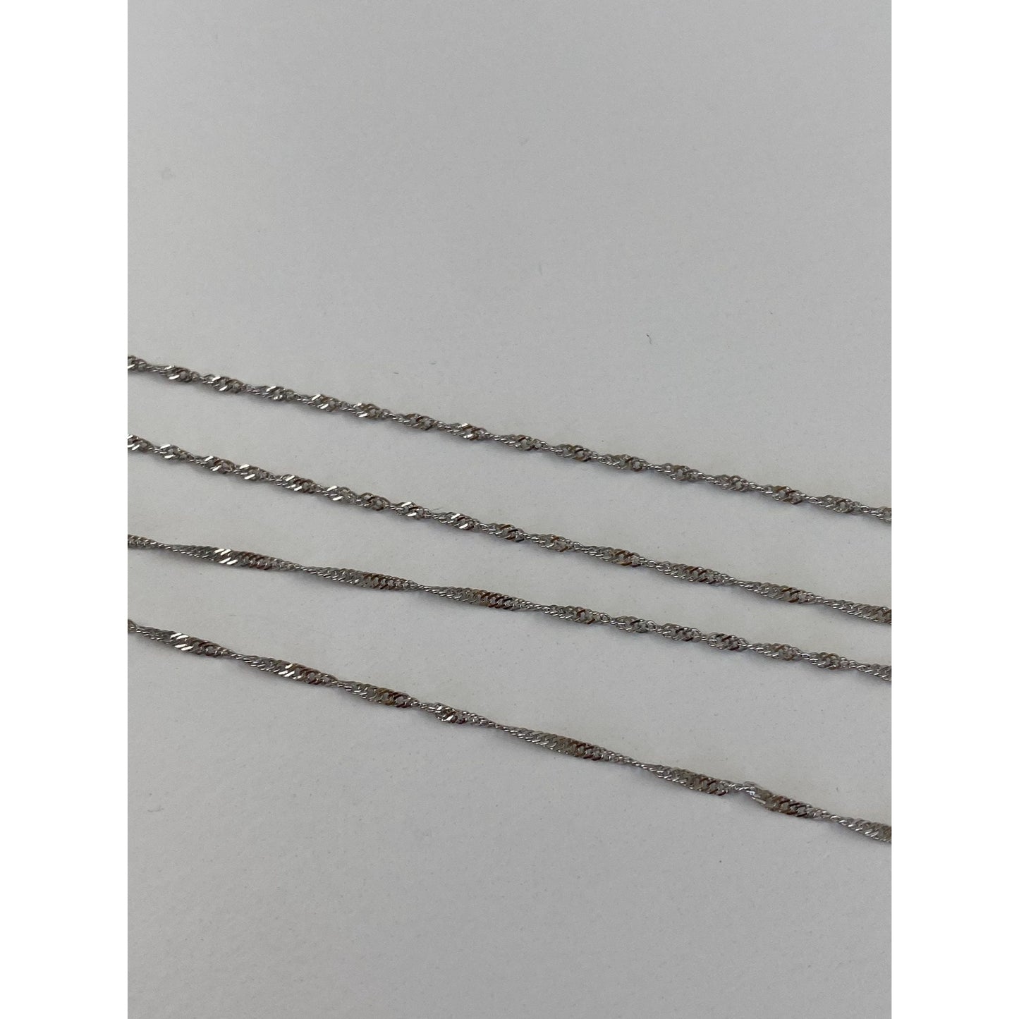 Vintage Solid 14k White Gold Twist Chain Necklace - 16 inches