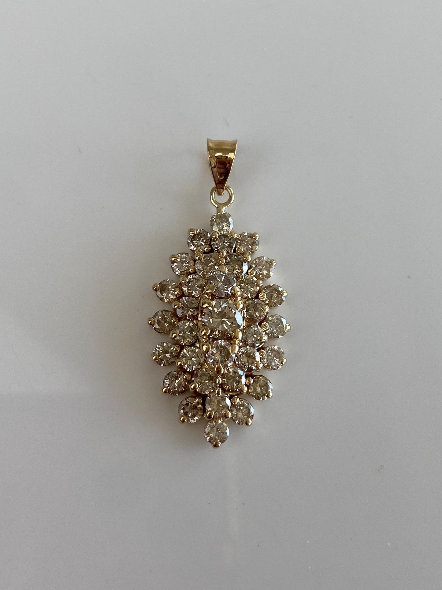 Solid 14k Yellow Gold Diamond Cluster Charm