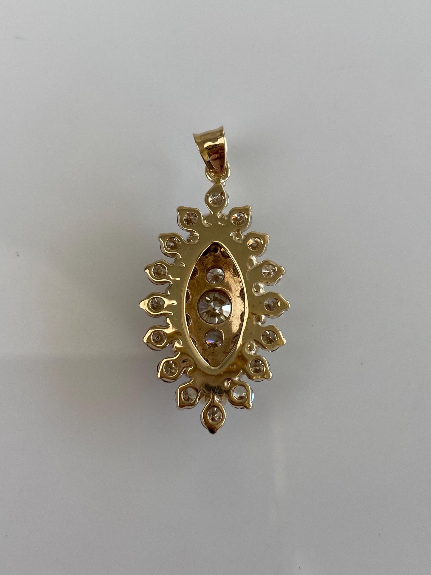 Solid 14k Yellow Gold Diamond Cluster Charm