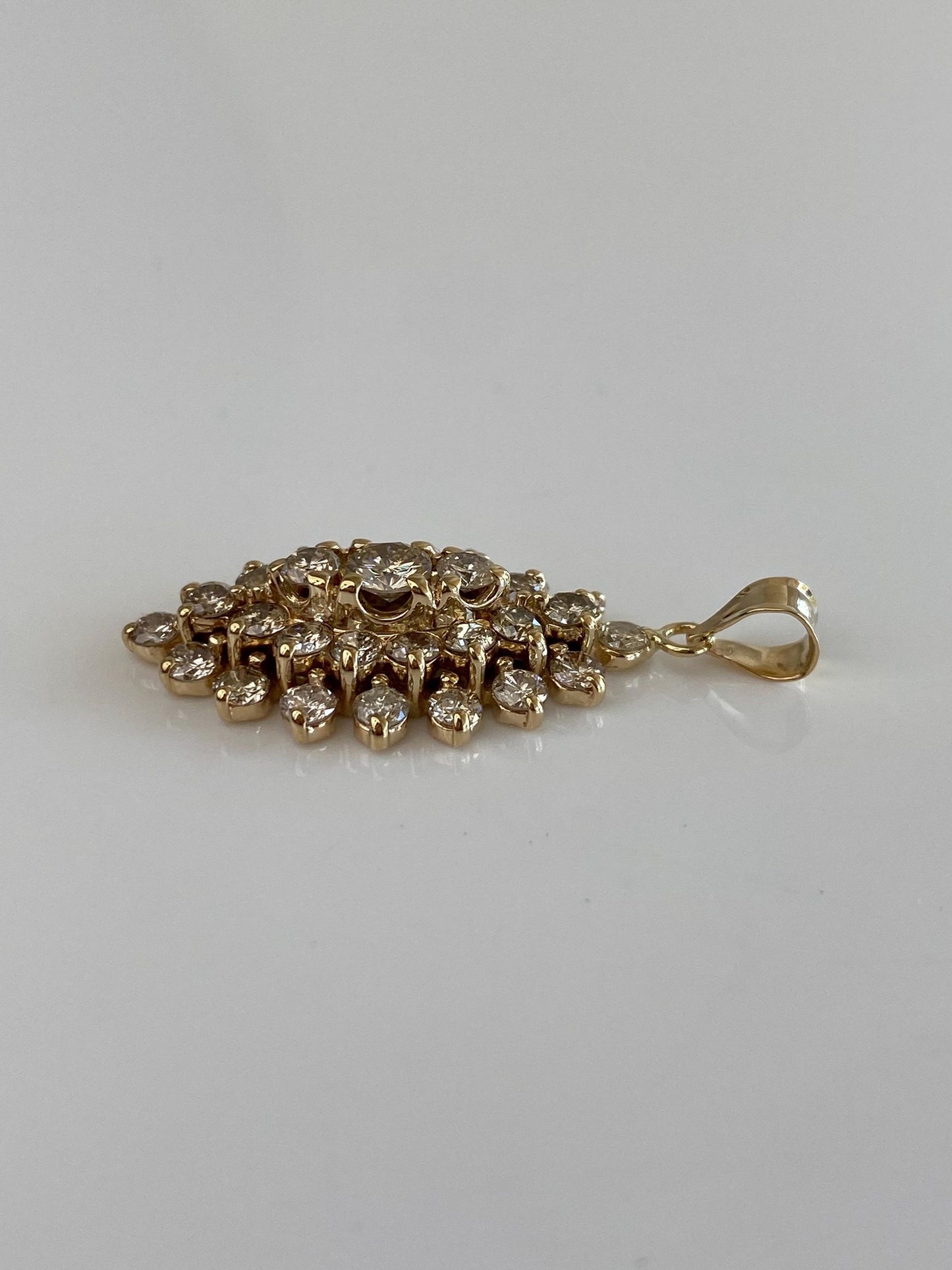 Solid 14k Yellow Gold Diamond Cluster Charm