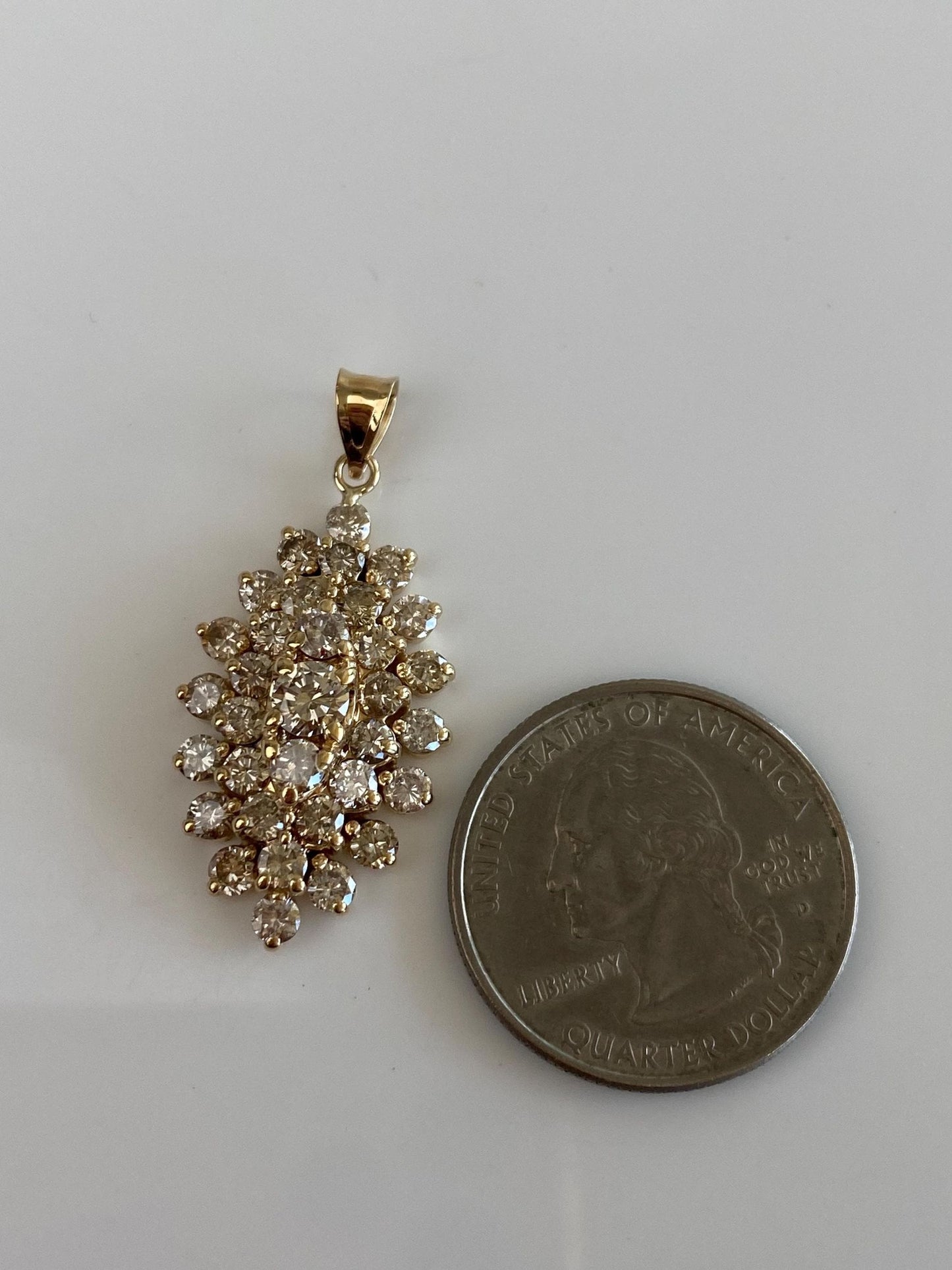 Solid 14k Yellow Gold Diamond Cluster Charm