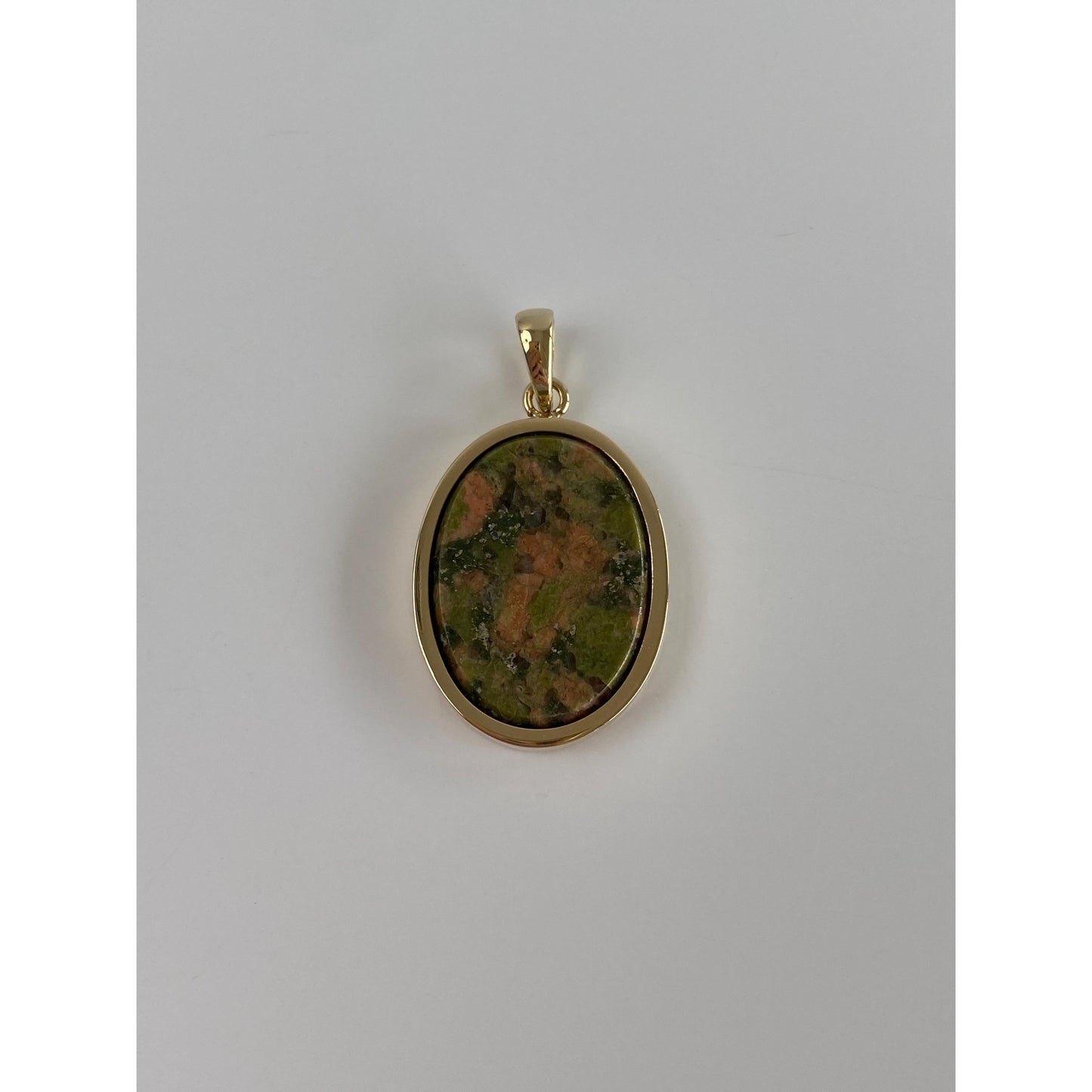 Vintage Solid 14k Yellow Gold Unakite Jasper Cufflink Conversion Charm