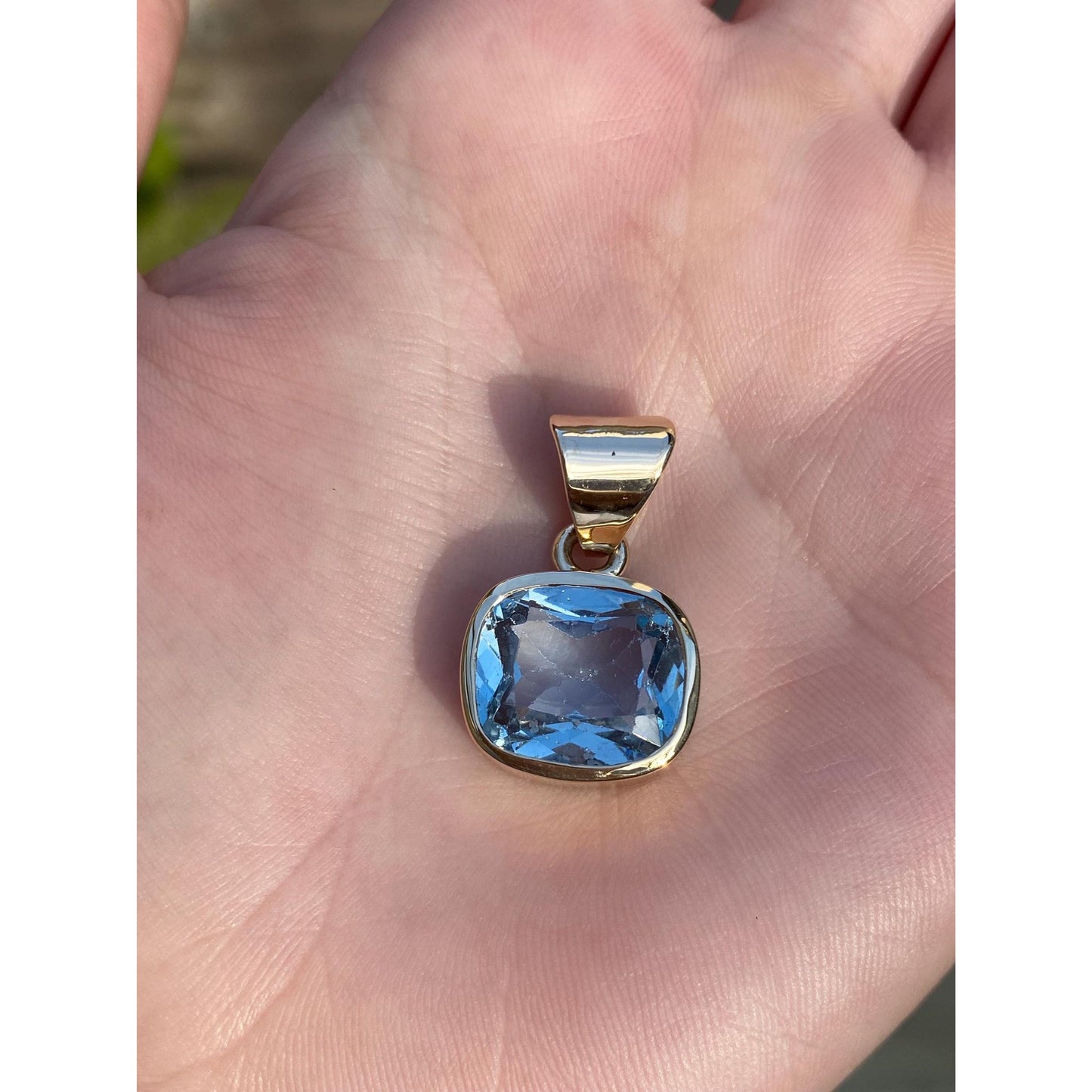 Solid 14k Yellow Gold Topaz Charm