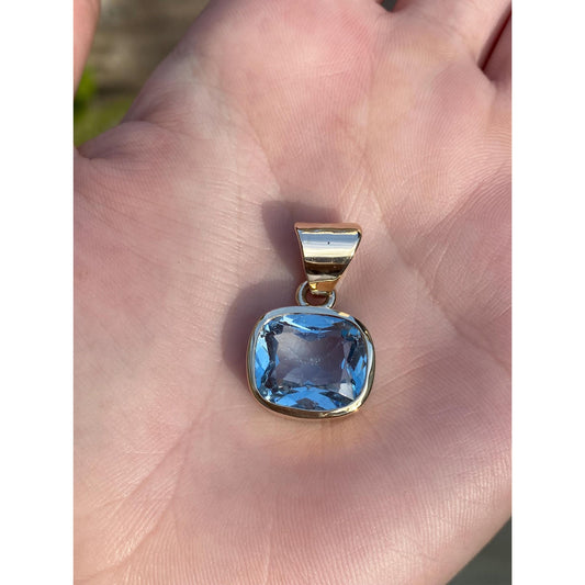 Solid 14k Yellow Gold Topaz Charm