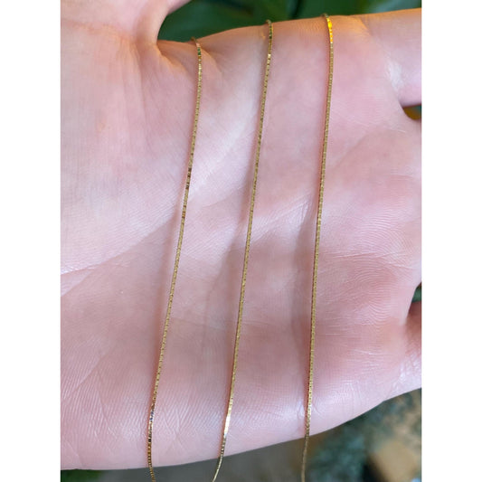 Vintage Solid 14k Yellow Gold Box Chain Necklace - 24.5 inches