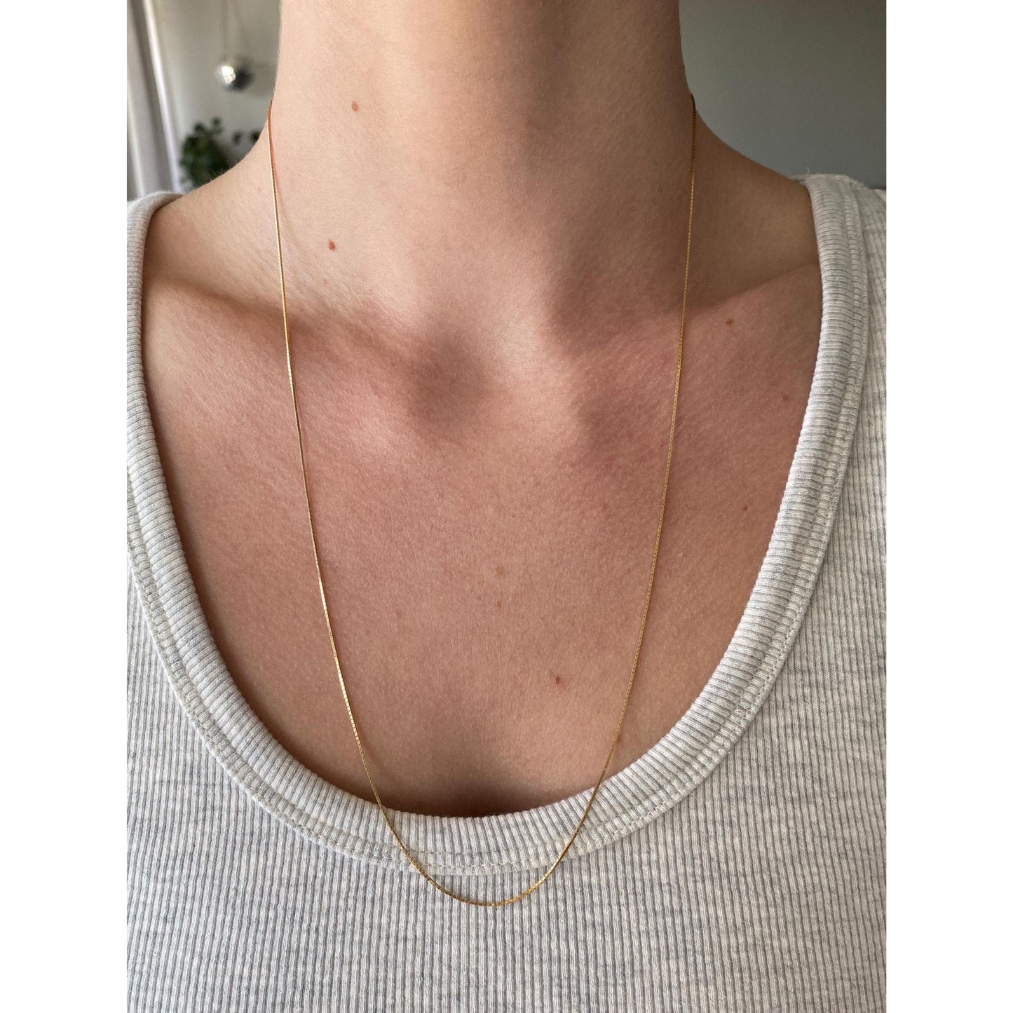 Vintage Solid 14k Yellow Gold Box Chain Necklace - 24.5 inches