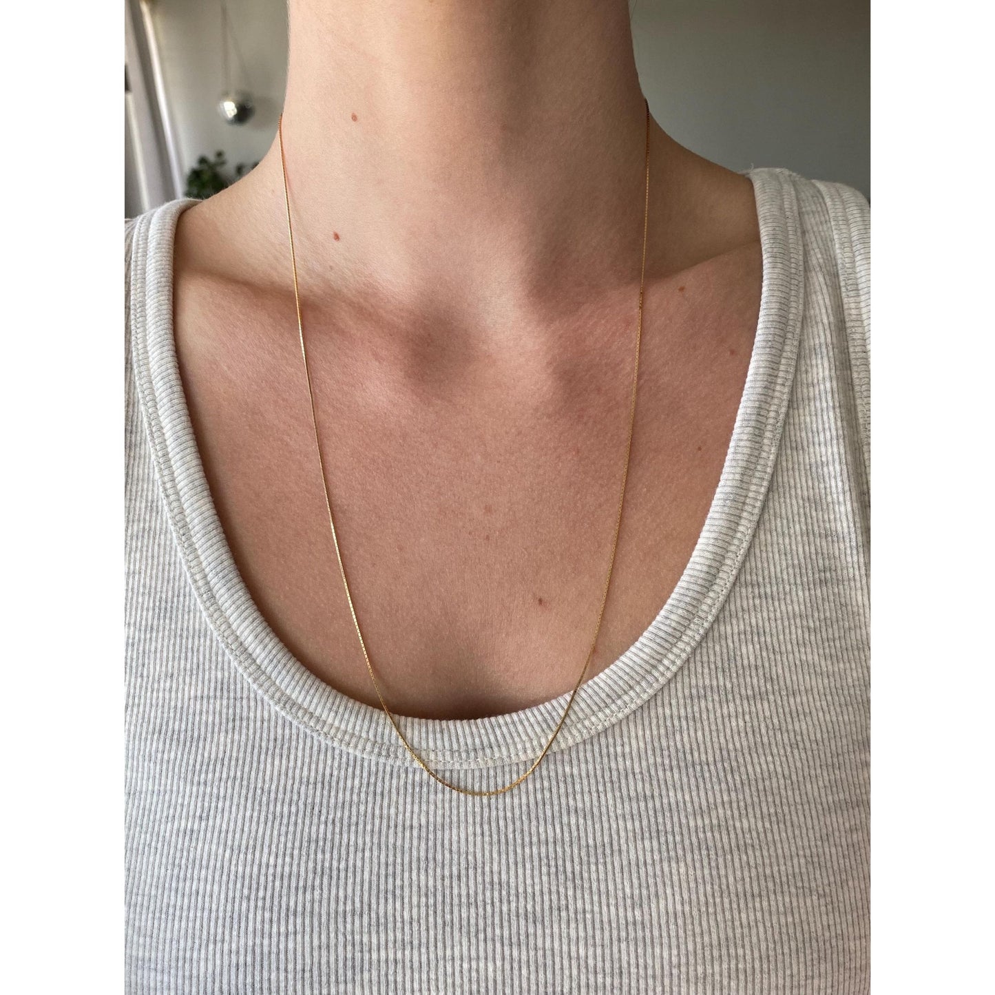 Vintage Solid 14k Yellow Gold Box Chain Necklace - 24.5 inches