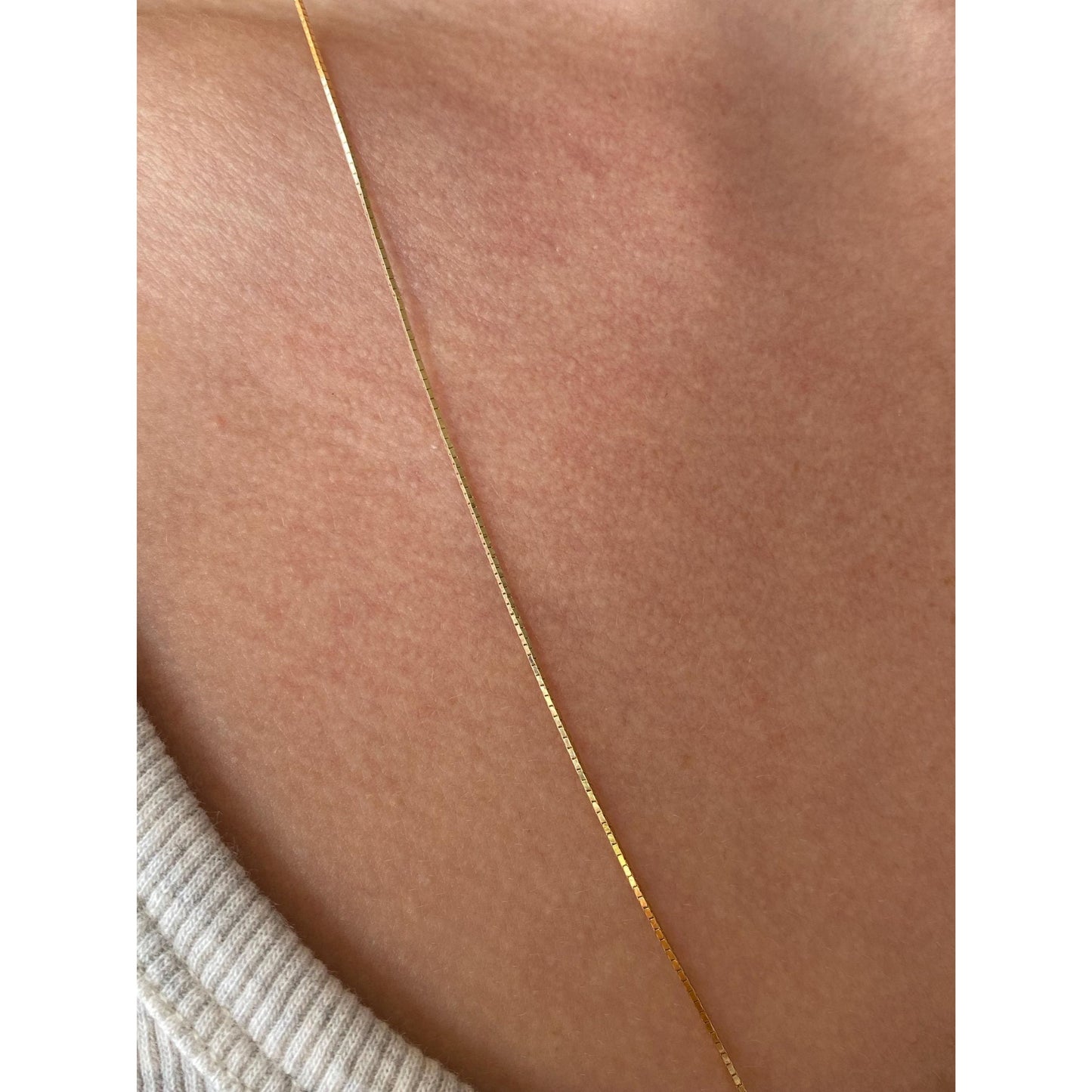 Vintage Solid 14k Yellow Gold Box Chain Necklace - 24.5 inches