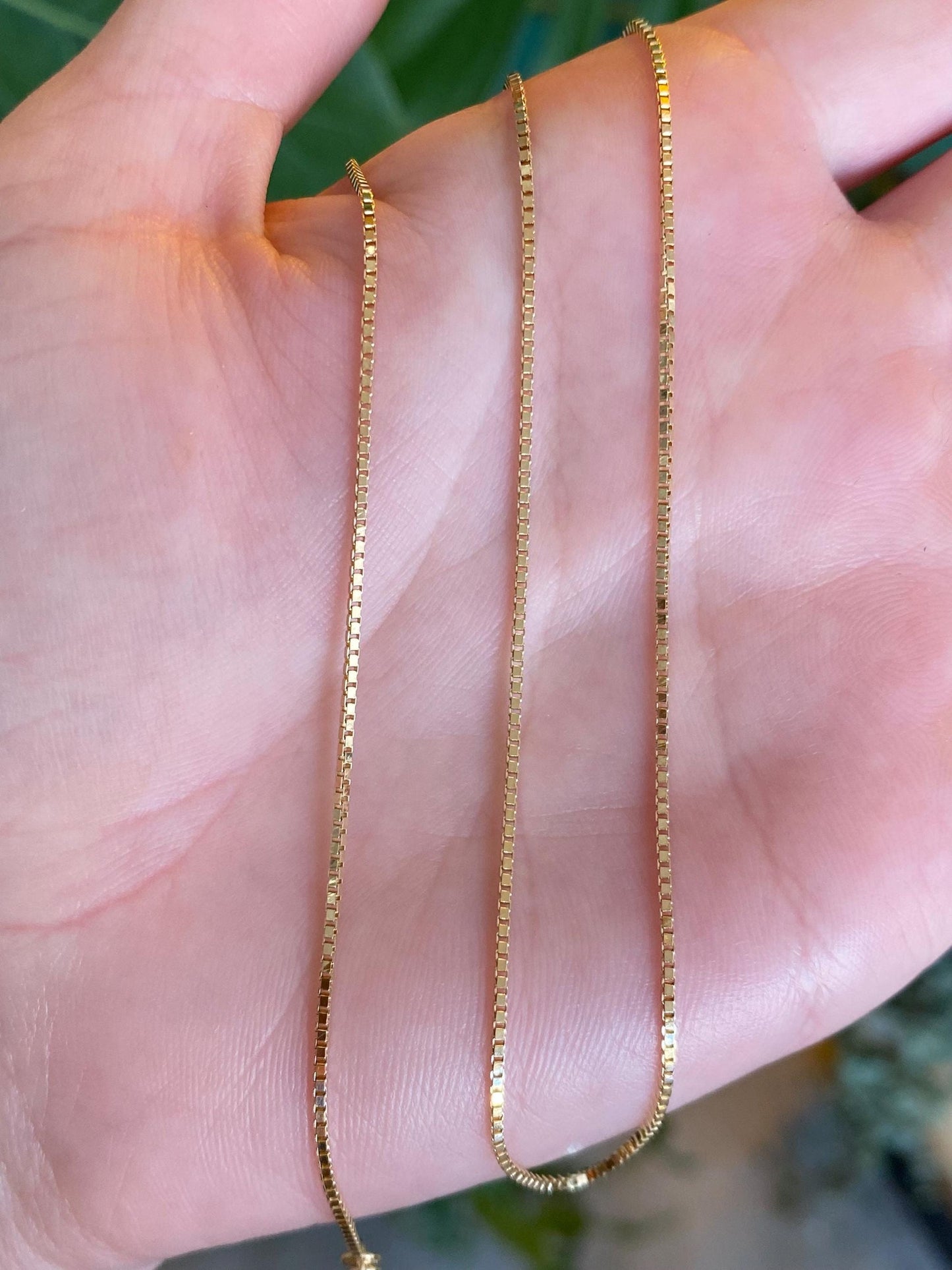 Vintage Solid 18k Yellow Gold Box Chain Necklace - 15.75 inches