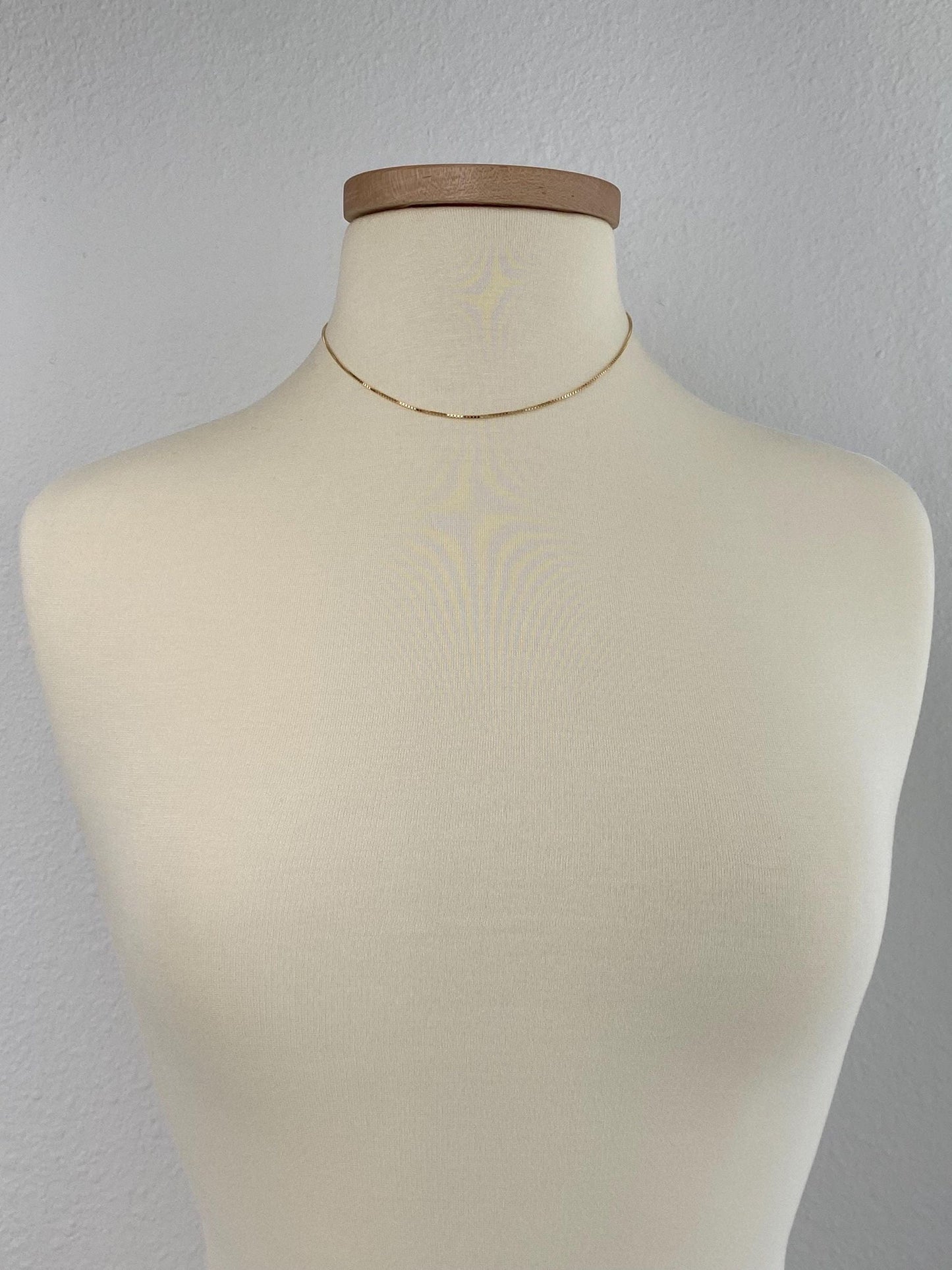 Vintage Solid 18k Yellow Gold Box Chain Necklace - 15.75 inches