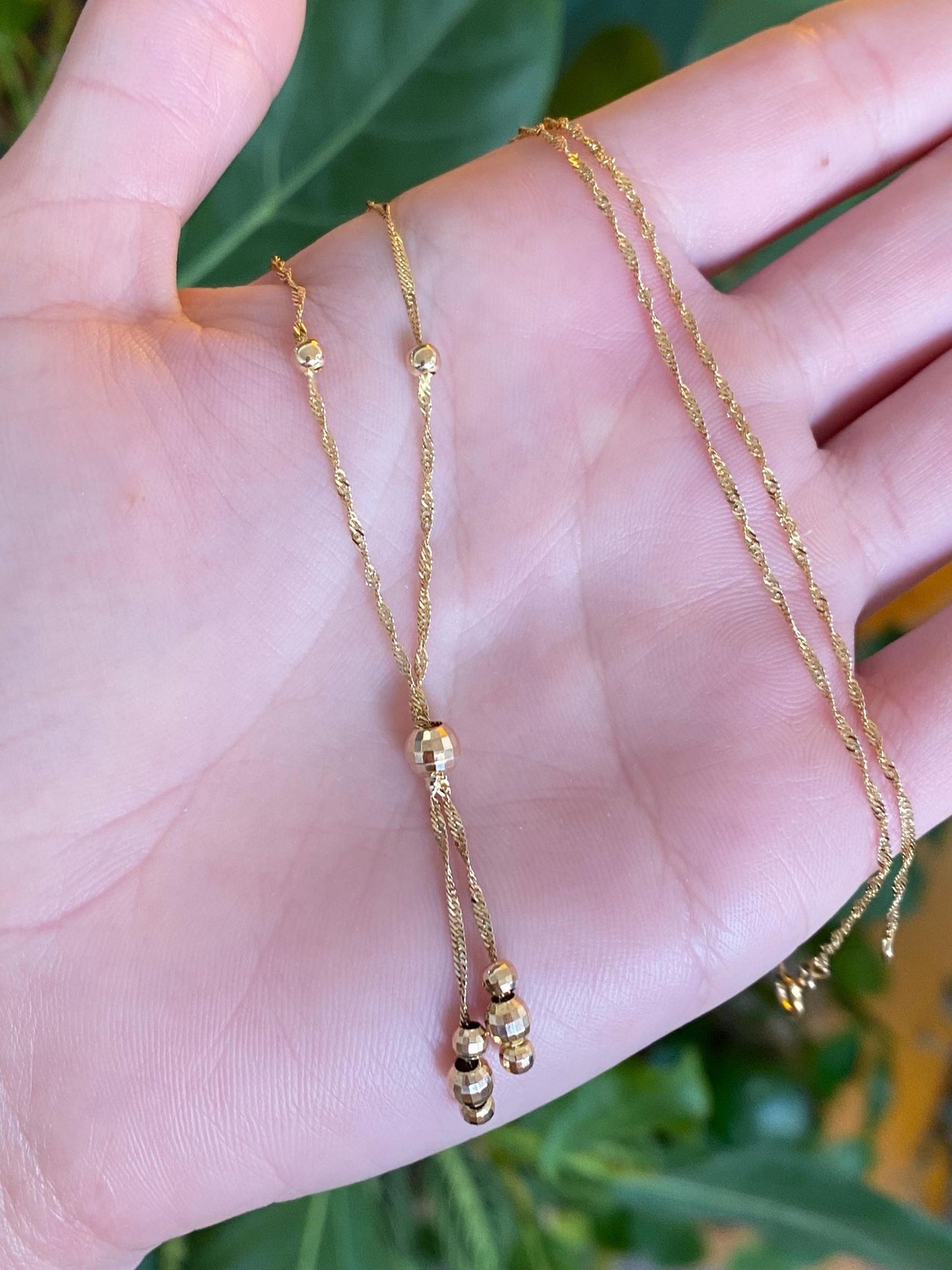 Vintage Solid 10k Yellow Gold Disco Gold Ball Twist Chain Necklace - 17 inches