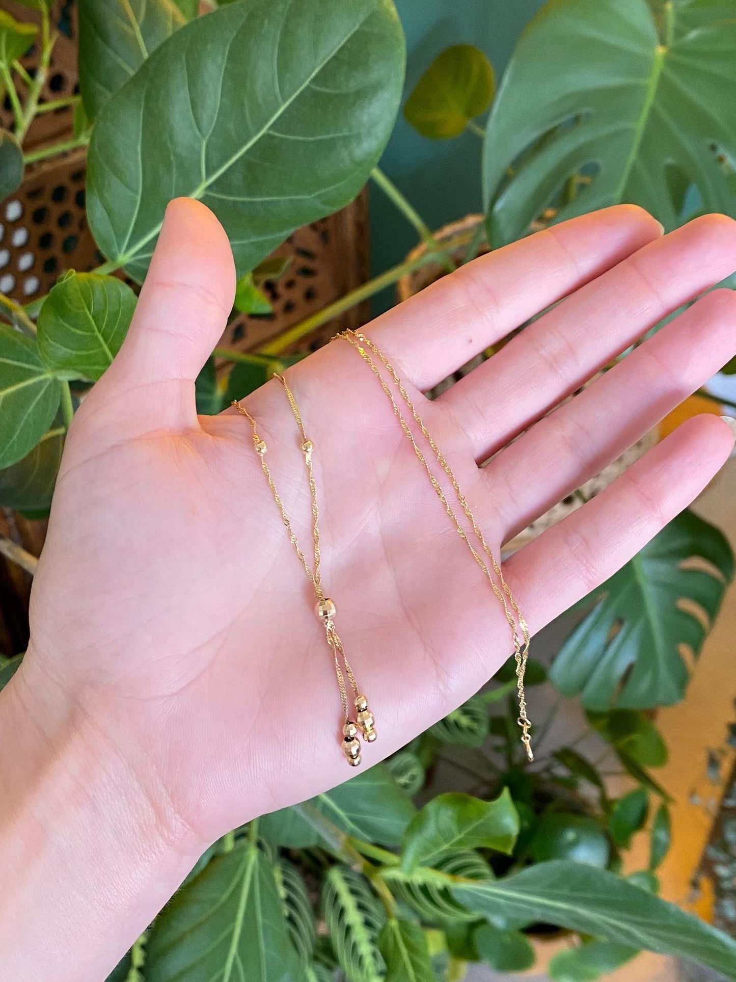 Vintage Solid 10k Yellow Gold Disco Gold Ball Twist Chain Necklace - 17 inches