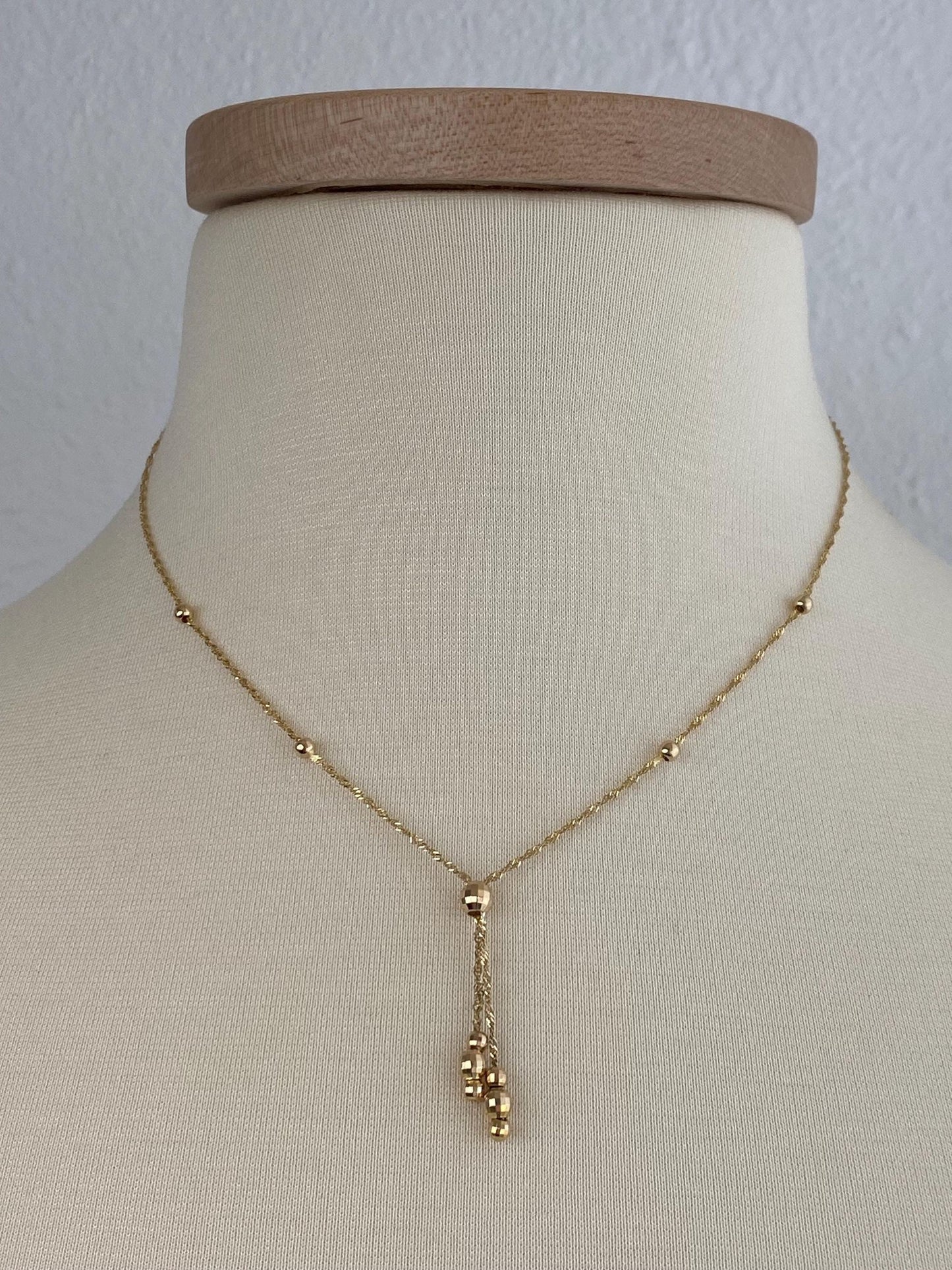 Vintage Solid 10k Yellow Gold Disco Gold Ball Twist Chain Necklace - 17 inches