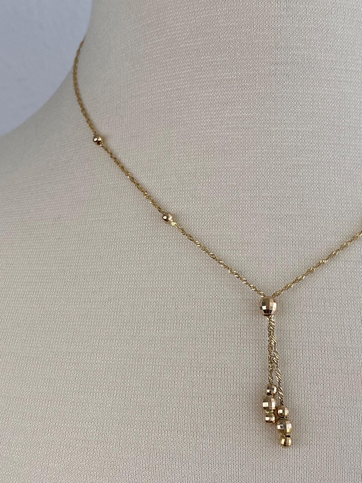 Vintage Solid 10k Yellow Gold Disco Gold Ball Twist Chain Necklace - 17 inches
