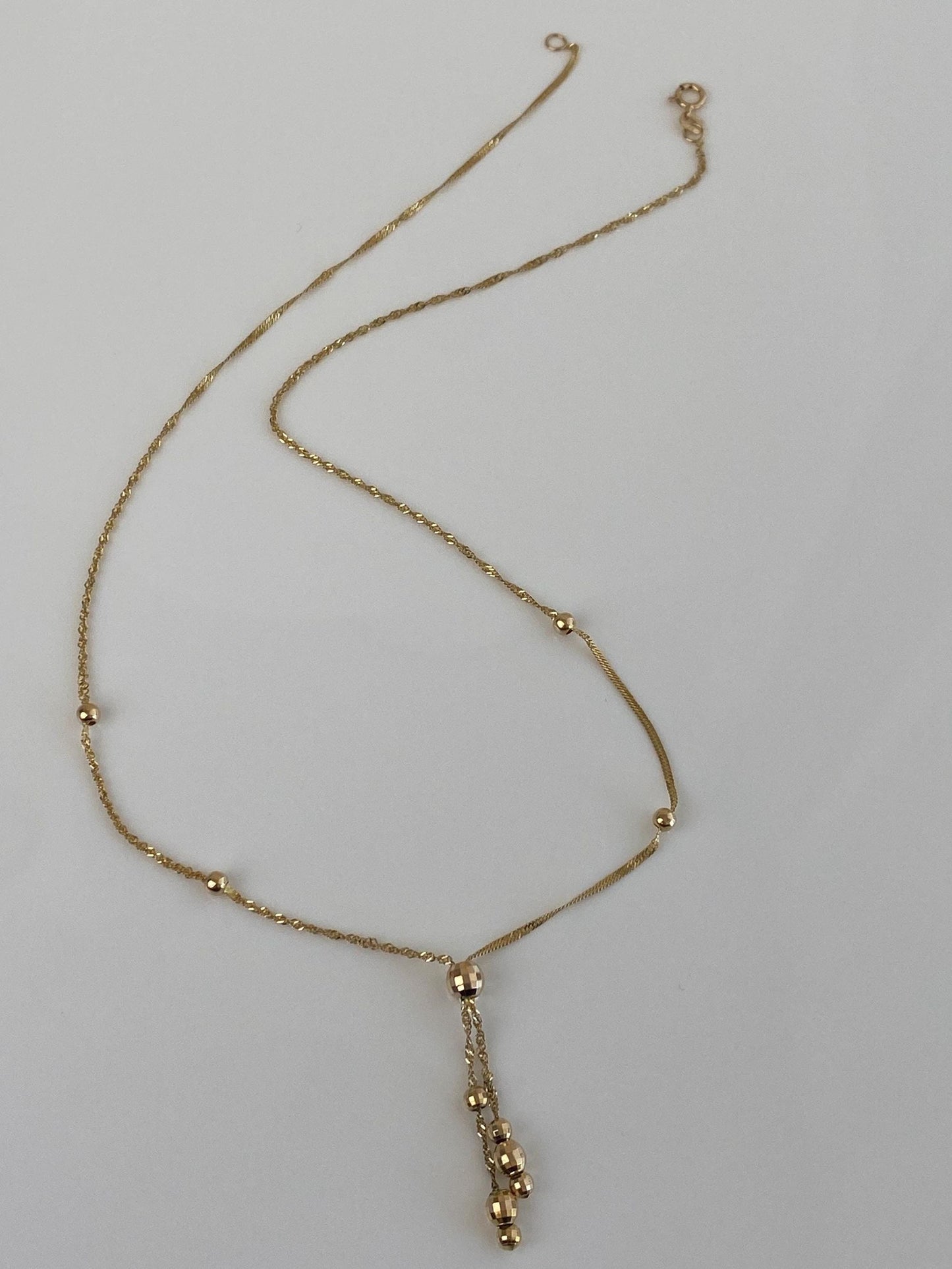 Vintage Solid 10k Yellow Gold Disco Gold Ball Twist Chain Necklace - 17 inches