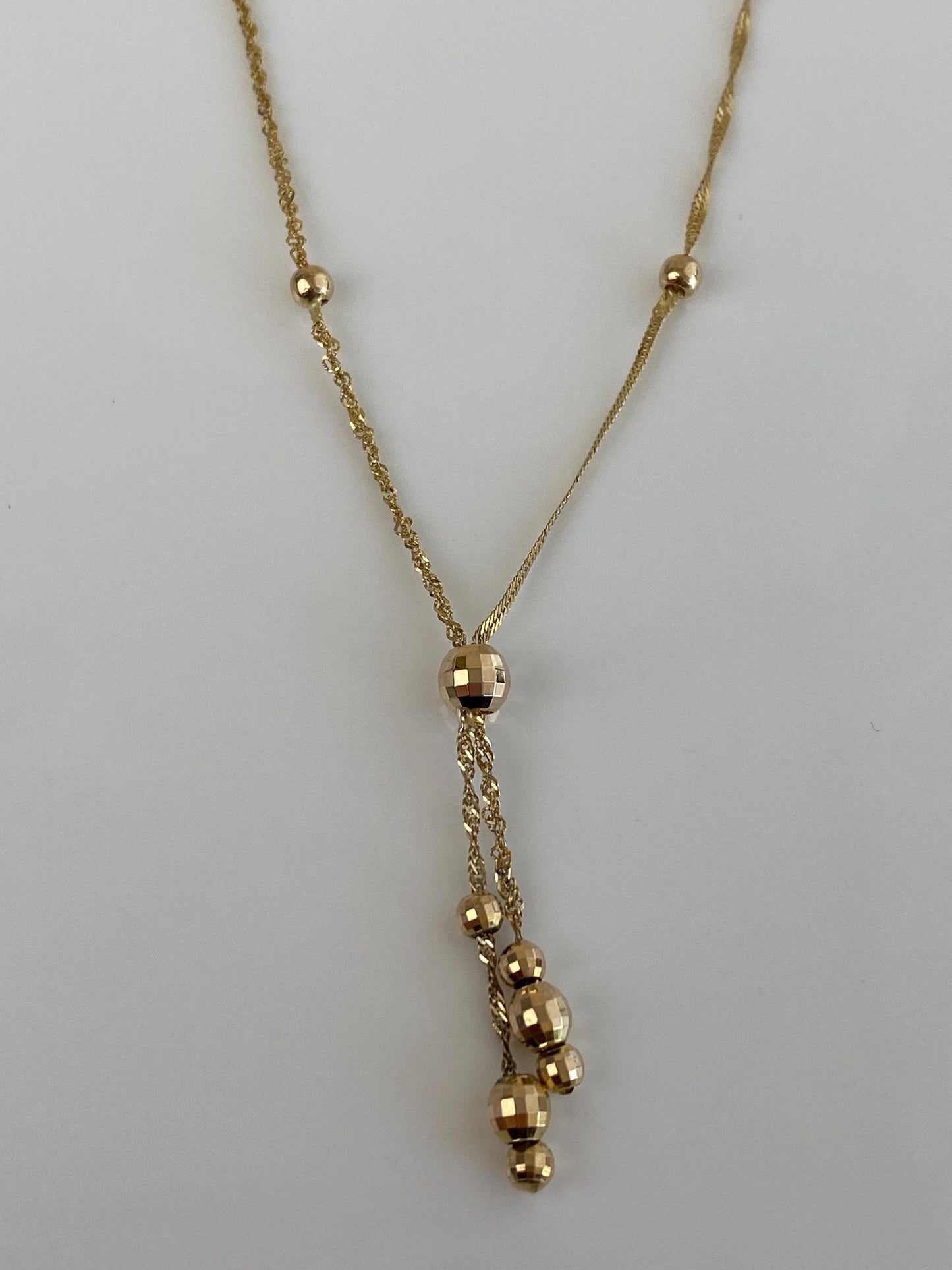Vintage Solid 10k Yellow Gold Disco Gold Ball Twist Chain Necklace - 17 inches