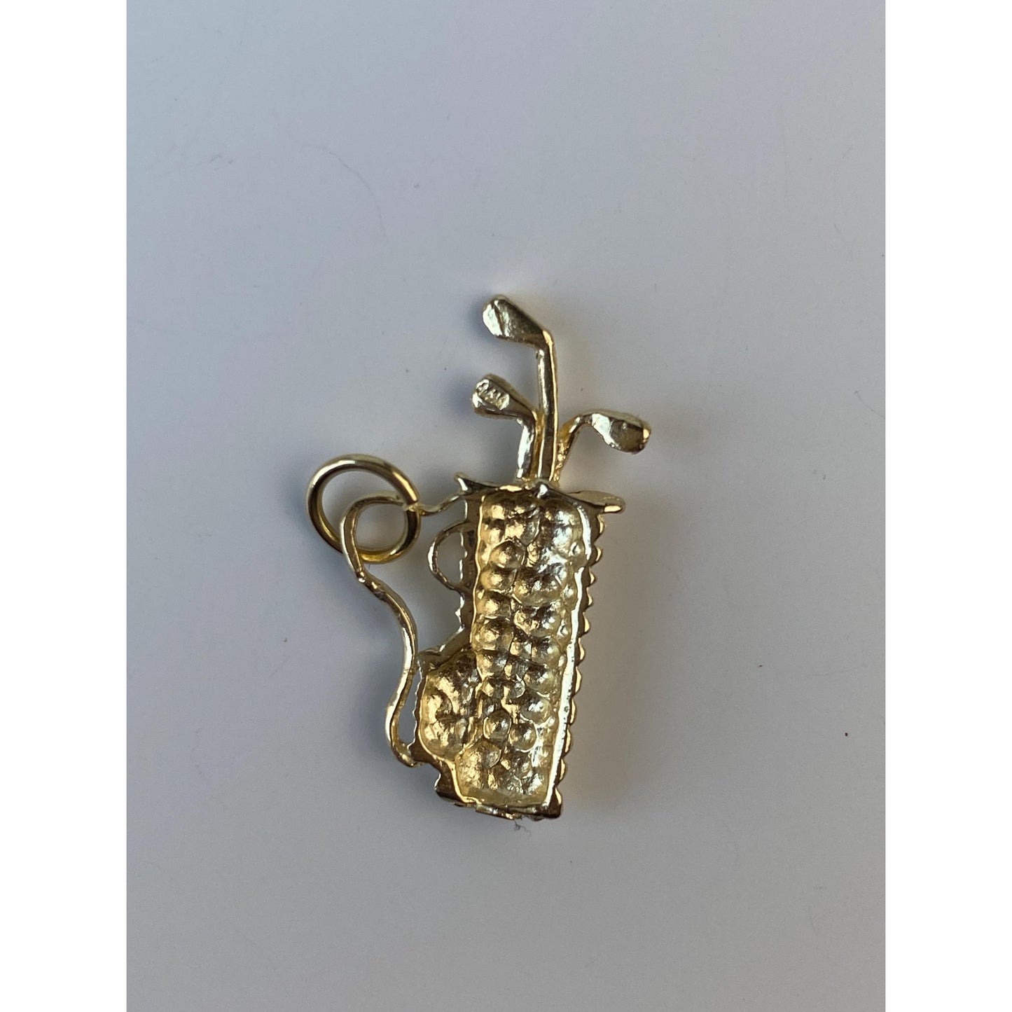 Vintage Solid 14k Yellow Gold Diamond Cut Golf Bag Charm