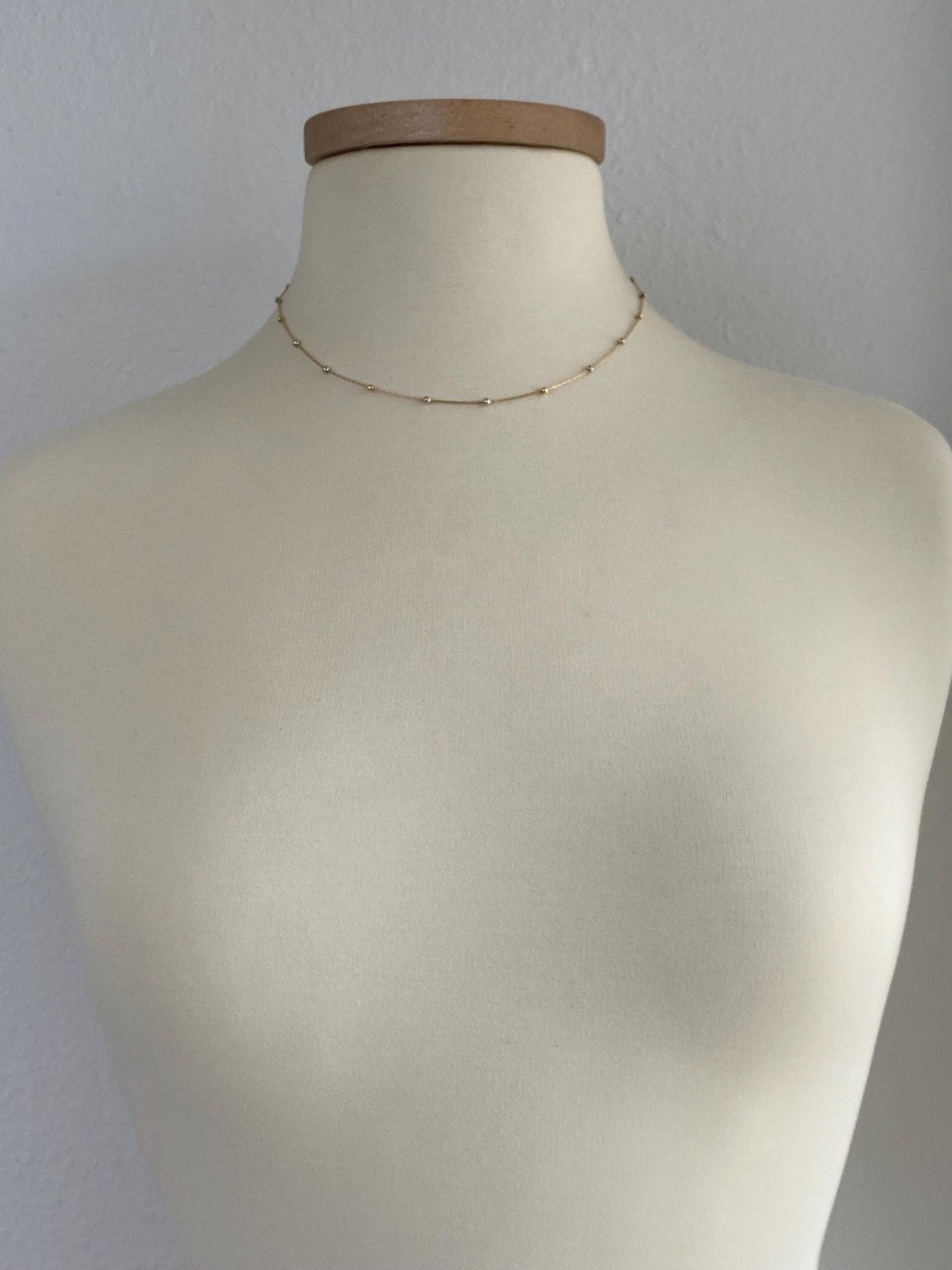 Solid 14k White & Yellow Gold Ball Tight Biker Link Chain Necklace - 17 inches