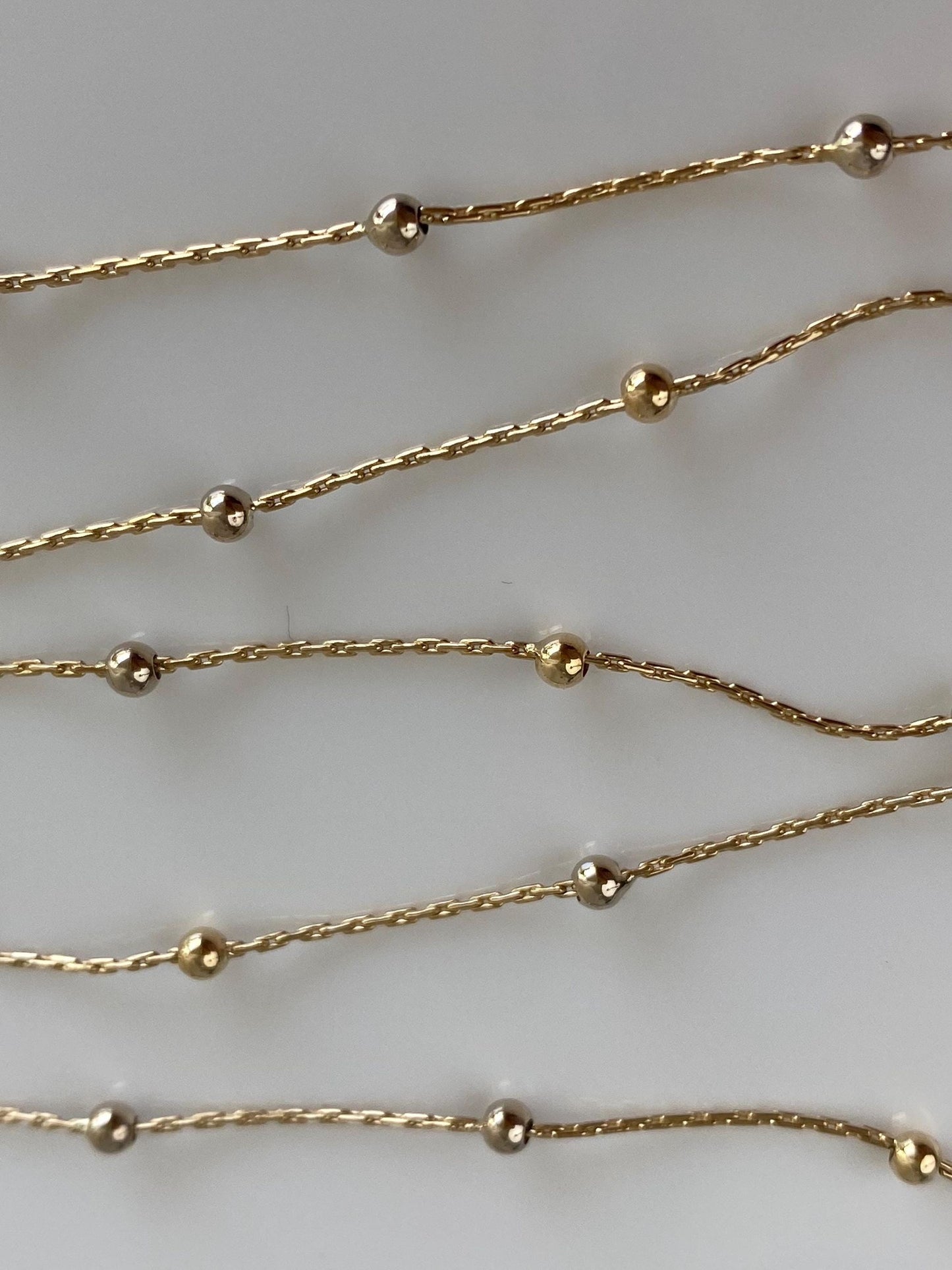 Solid 14k White & Yellow Gold Ball Tight Biker Link Chain Necklace - 17 inches