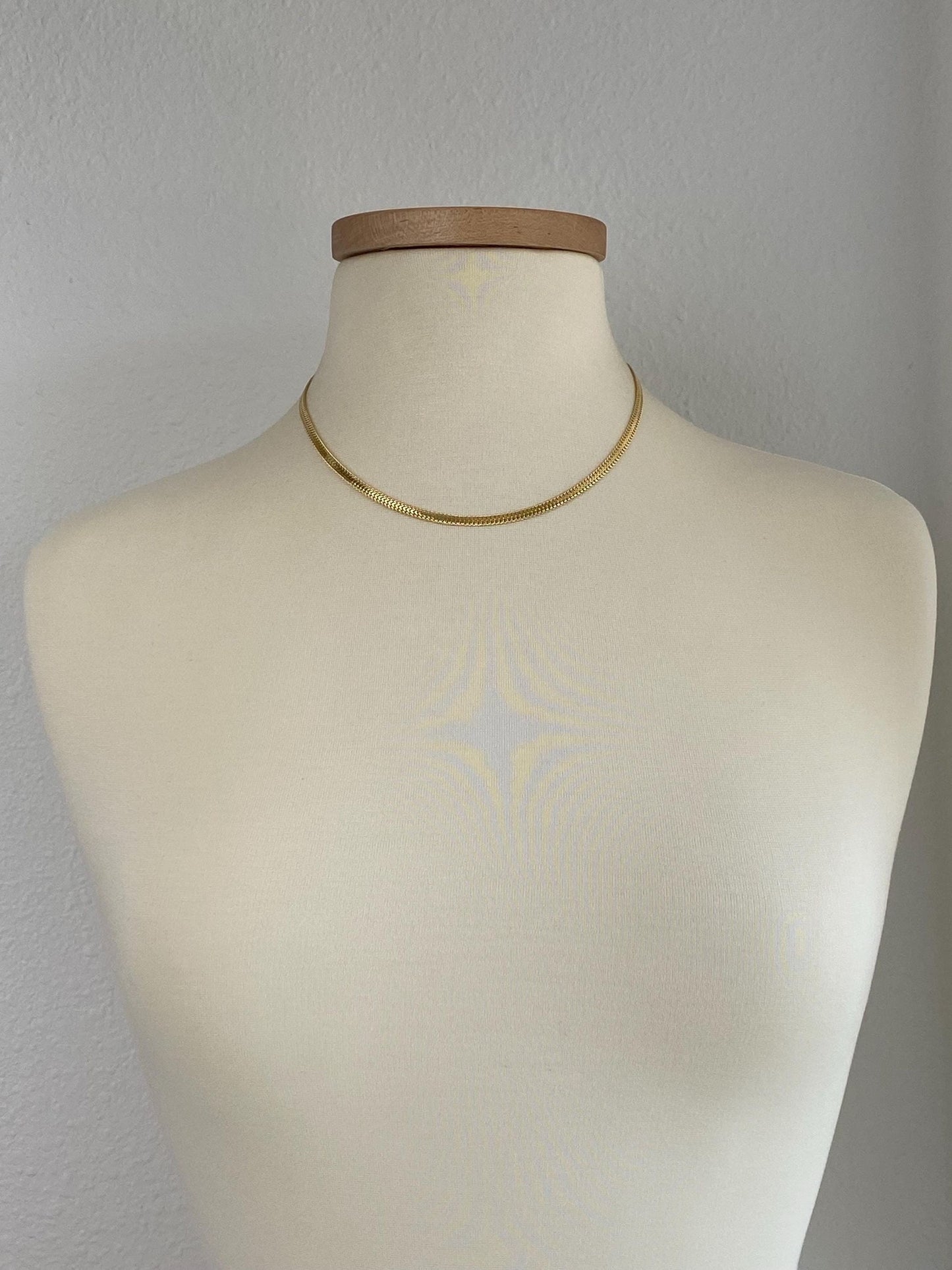 Solid 14k Yellow Gold Woven Flat Chain Necklace - 18inches