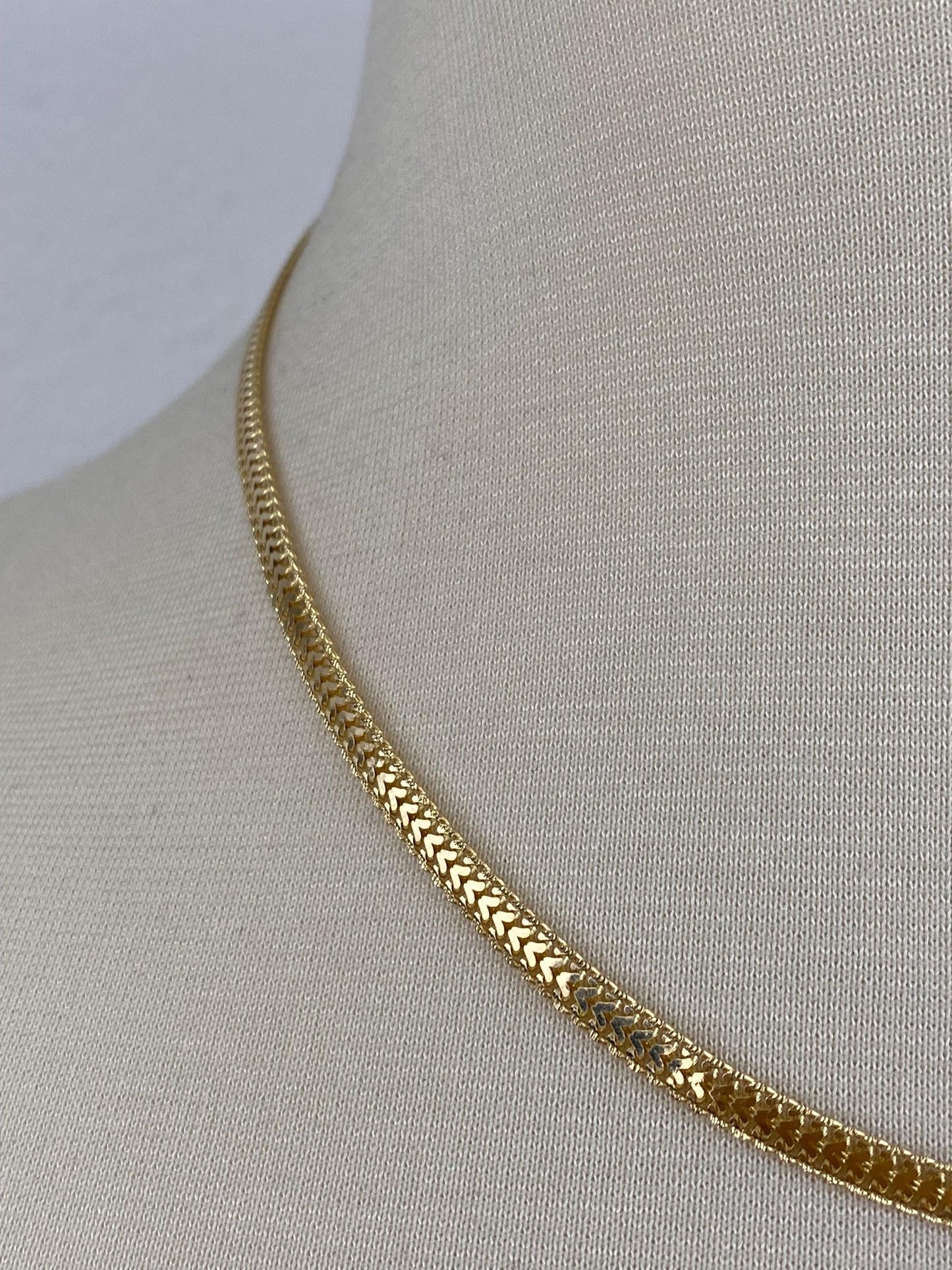Solid 14k Yellow Gold Woven Flat Chain Necklace - 18inches