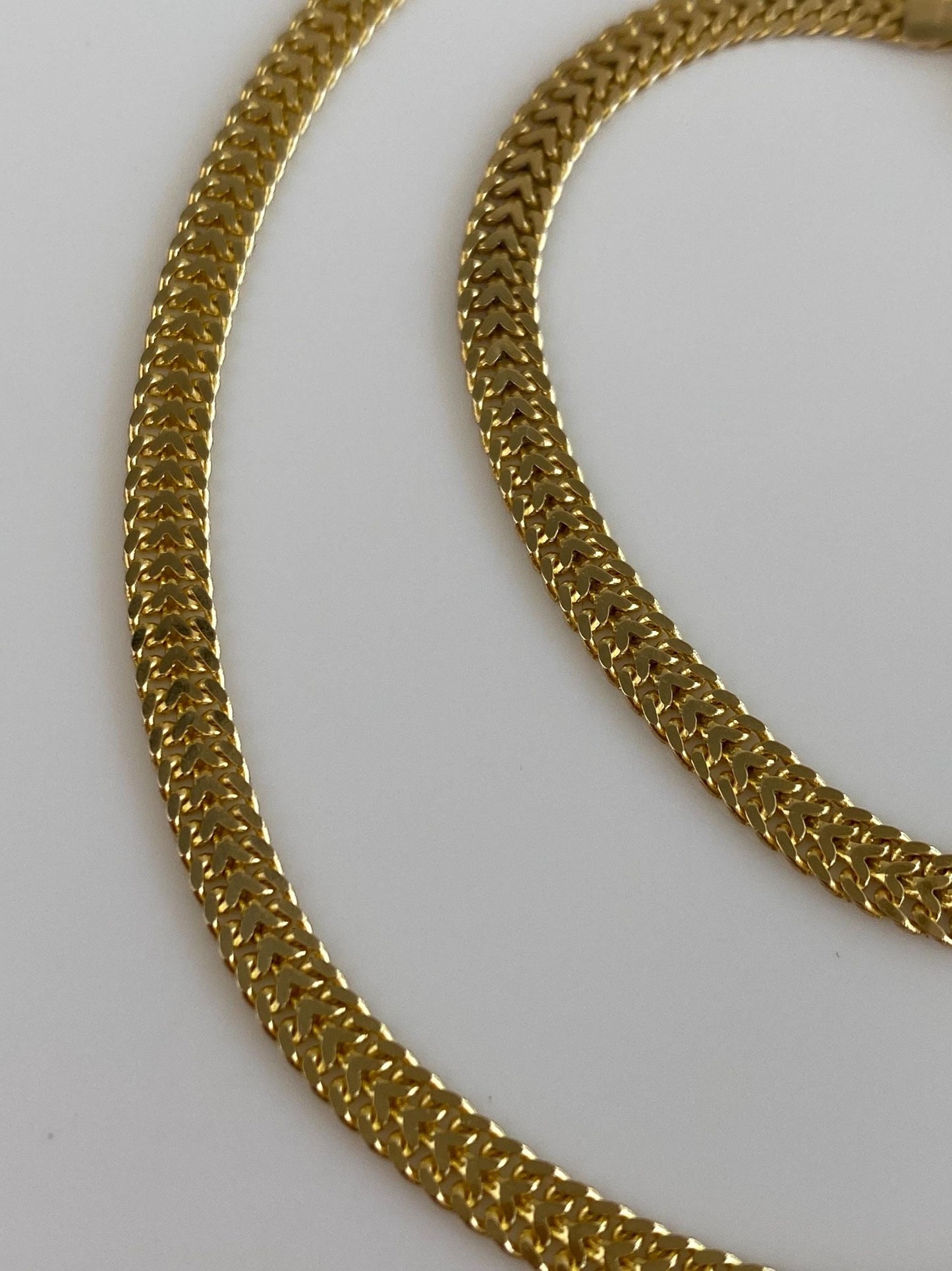 Solid 14k Yellow Gold Woven Flat Chain Necklace - 18inches