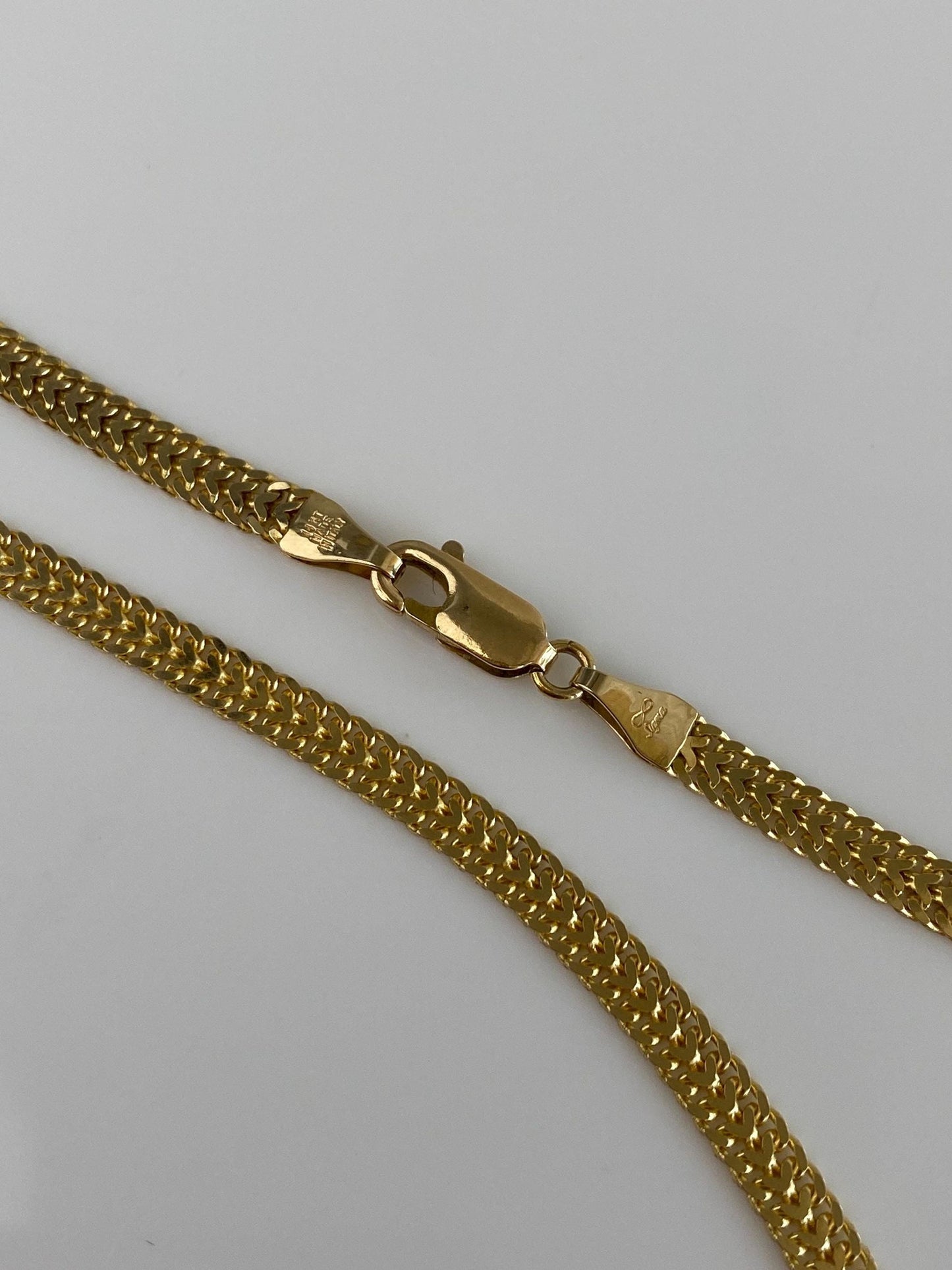 Solid 14k Yellow Gold Woven Flat Chain Necklace - 18inches
