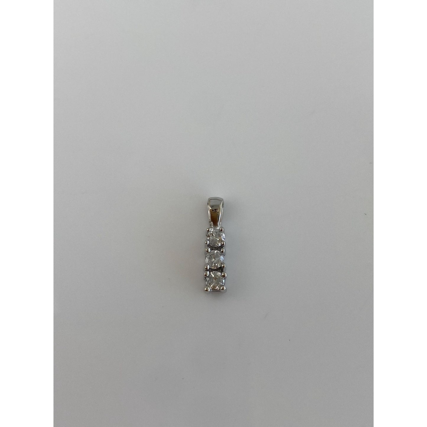 Vintage Solid 10k White Gold Diamond Row Charm