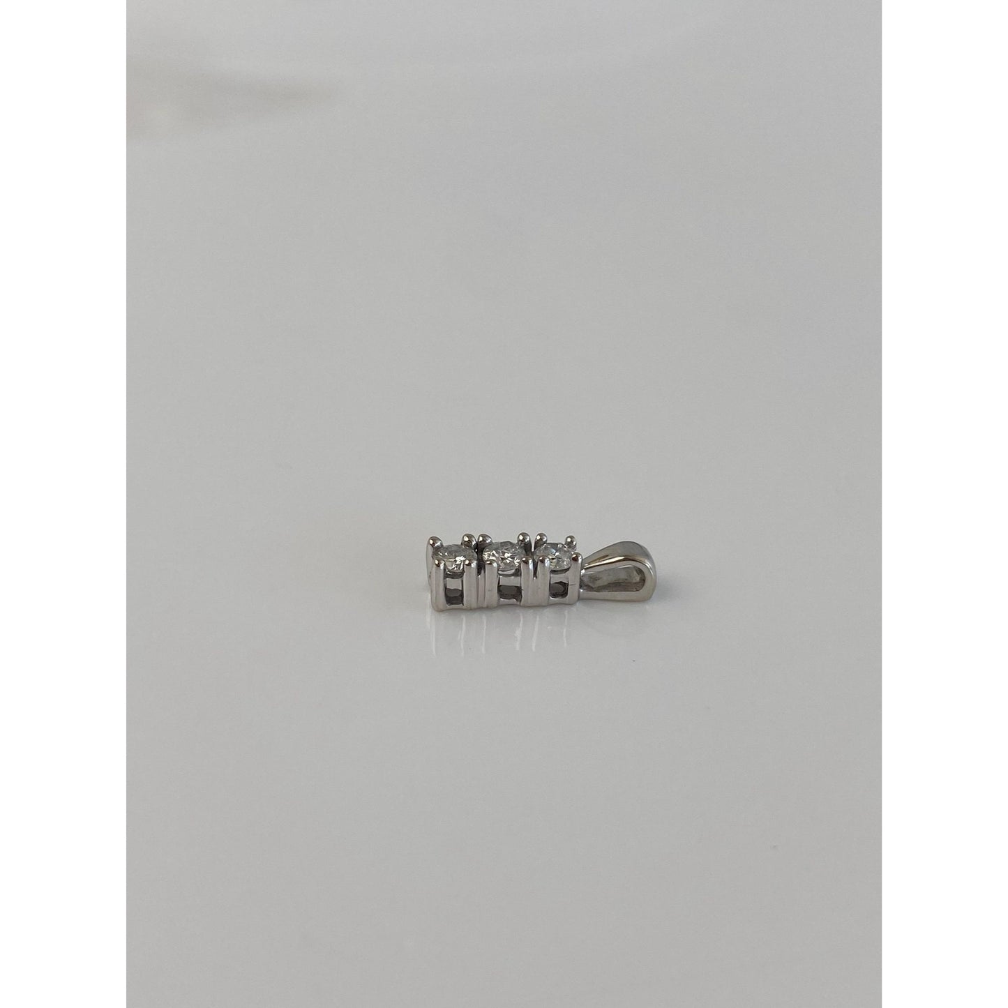 Vintage Solid 10k White Gold Diamond Row Charm
