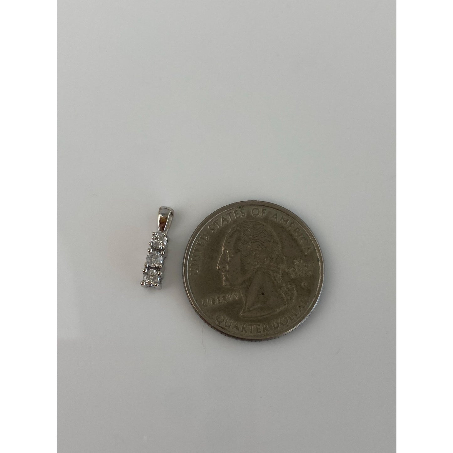 Vintage Solid 10k White Gold Diamond Row Charm