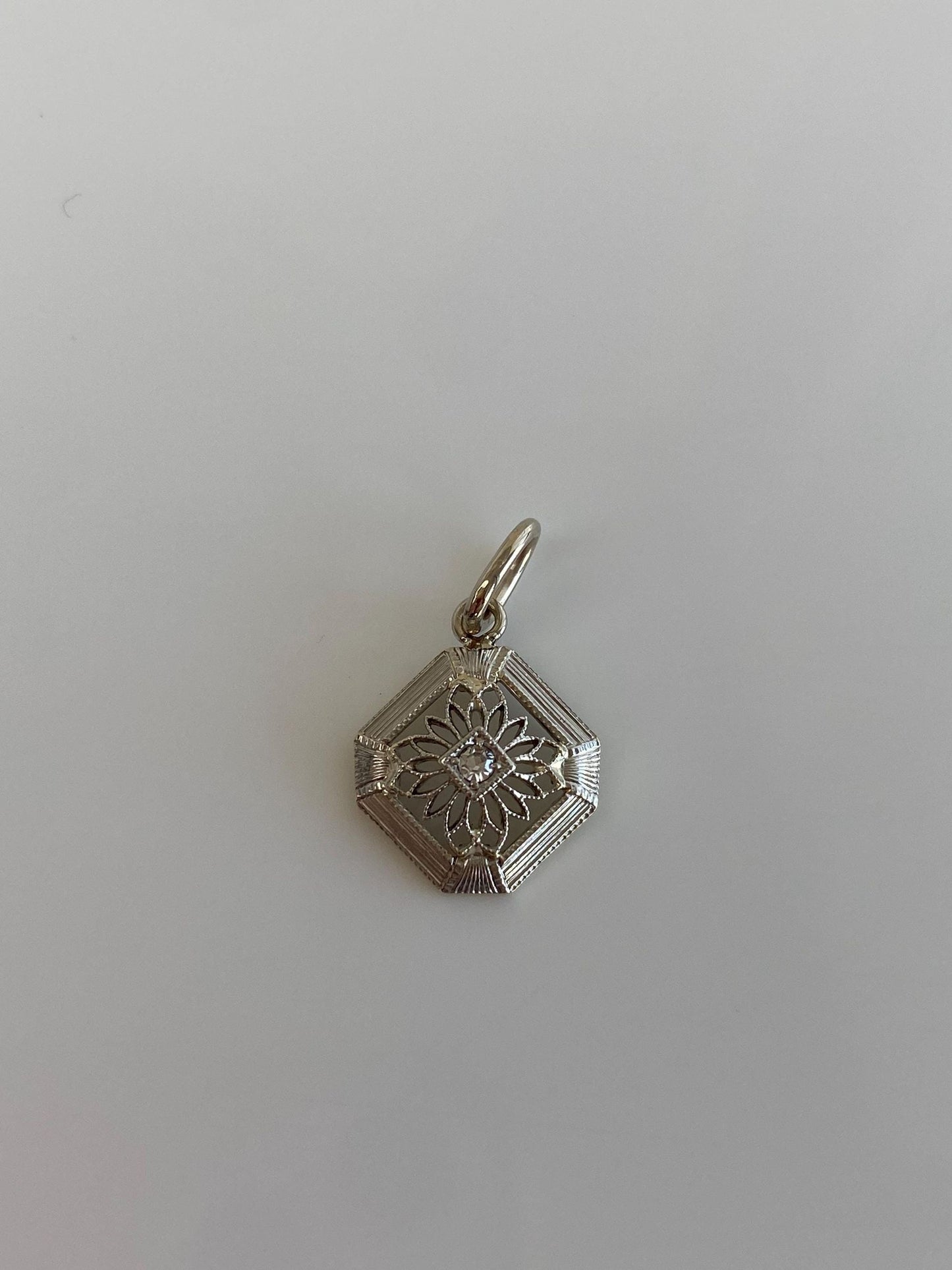 Vintage Solid 14k Yellow Gold & Platinum Diamond Charm