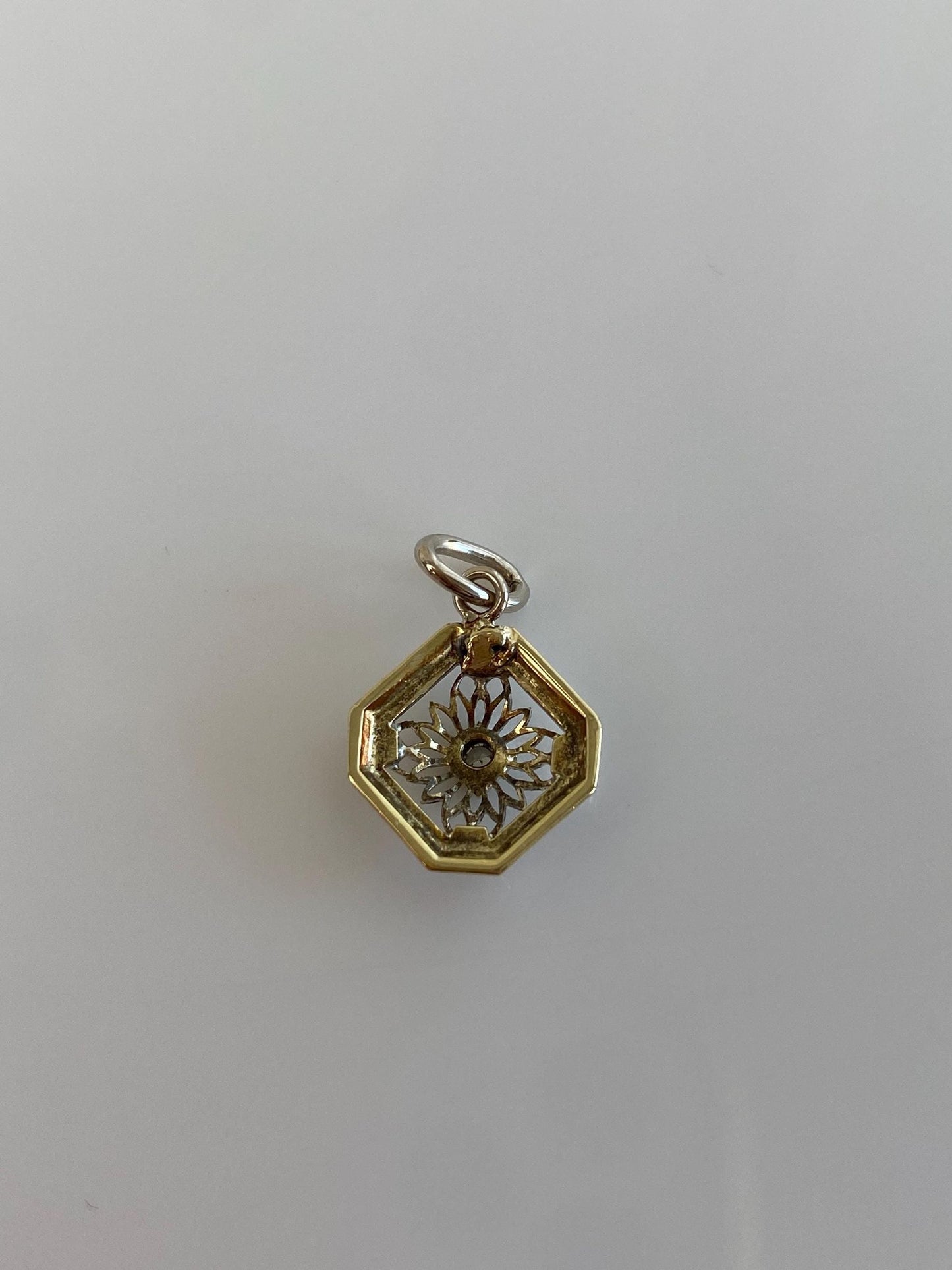 Vintage Solid 14k Yellow Gold & Platinum Diamond Charm