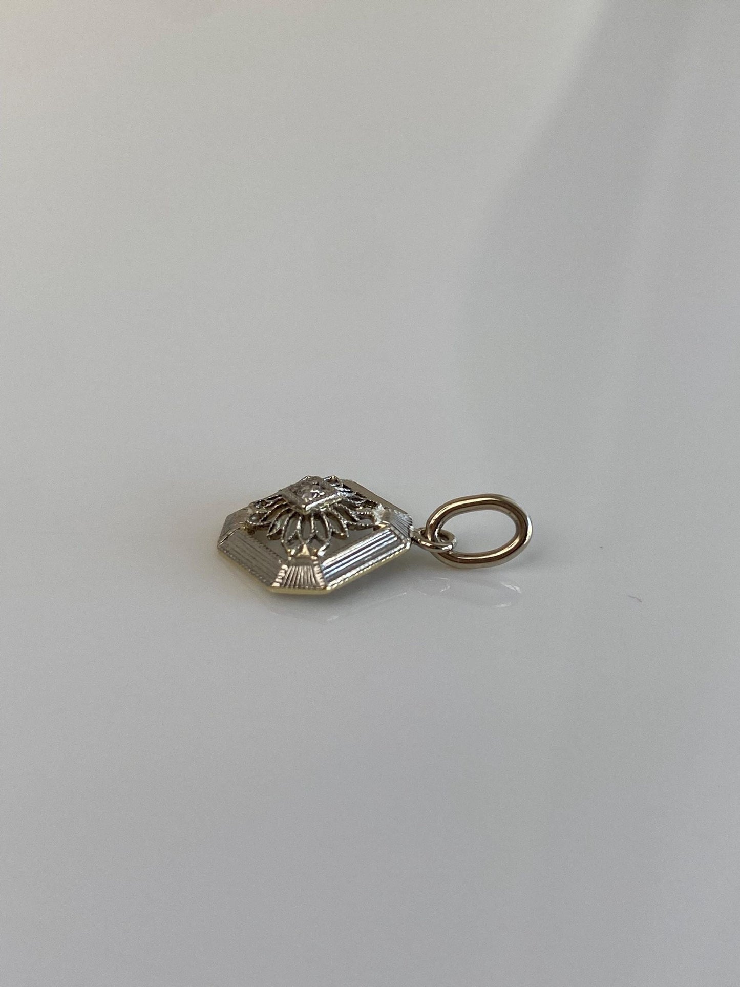 Vintage Solid 14k Yellow Gold & Platinum Diamond Charm